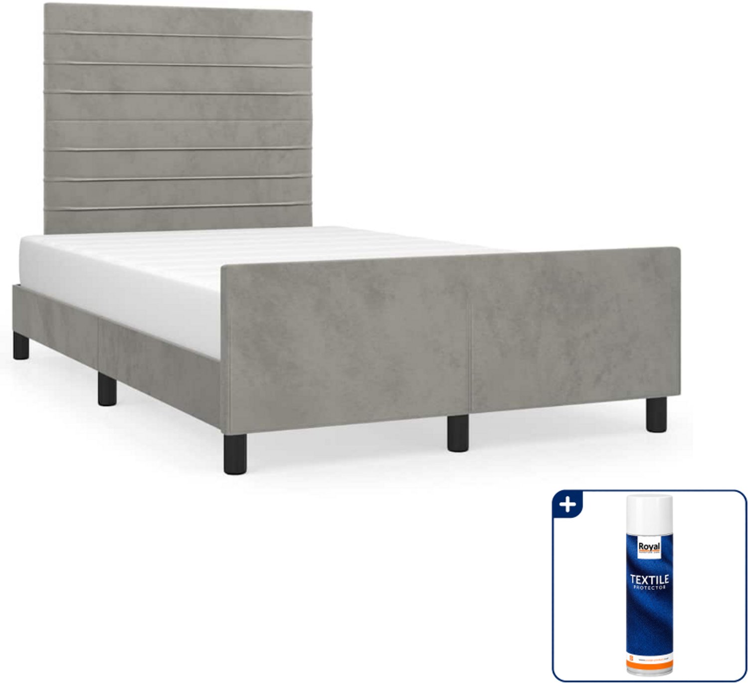 vidaXL Bedframe - 120 x 200 cm - fluweel - lichtgrijs - Inclusief textielbeschermer 500 ml