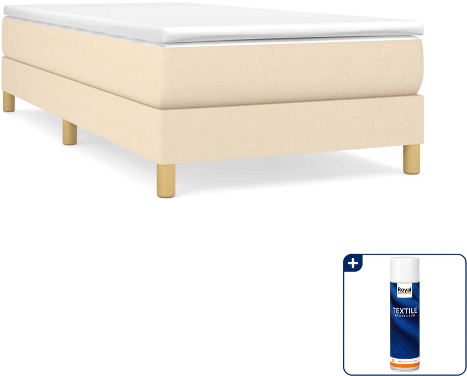 vidaXL boxspring bed - 80 x 200 cm - crème - Inclusief textielbeschermer 500 ml Taupe