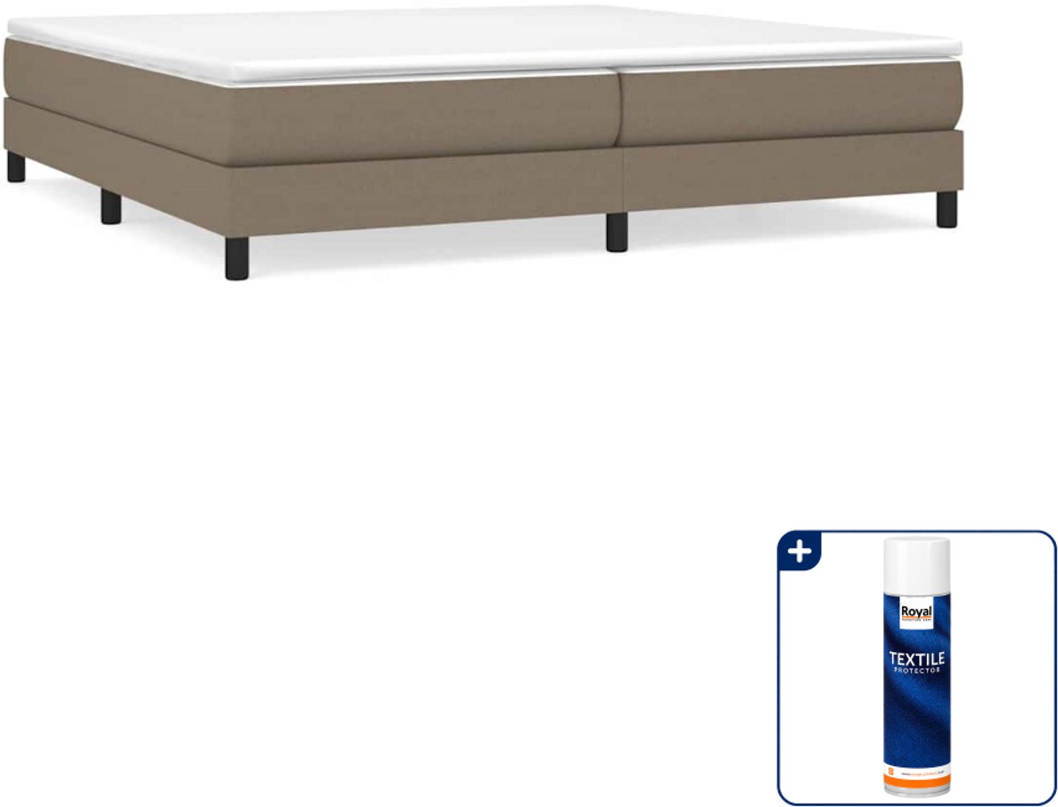 vidaXL boxspring bed - 200 x 200 cm - stof - taupe - Inclusief textielbeschermer 500 ml