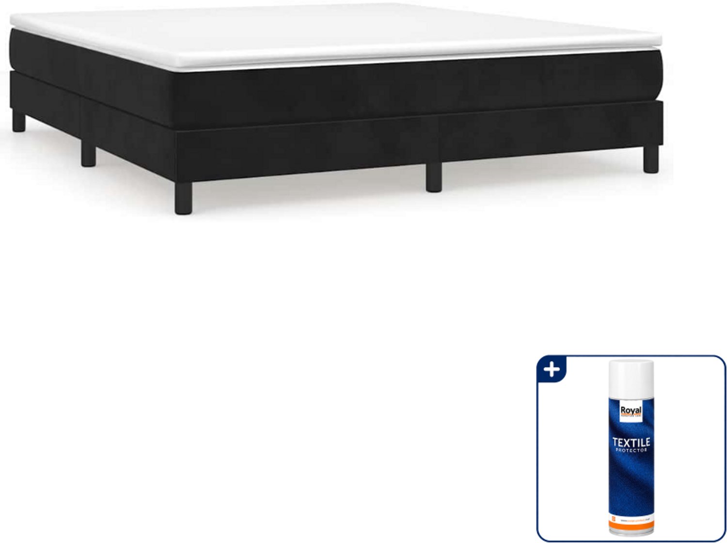 vidaXL boxspring bed - Kingsize - 180 x 200 cm - fluweel - zwart - Inclusief textielbeschermer 500 ml Grijs
