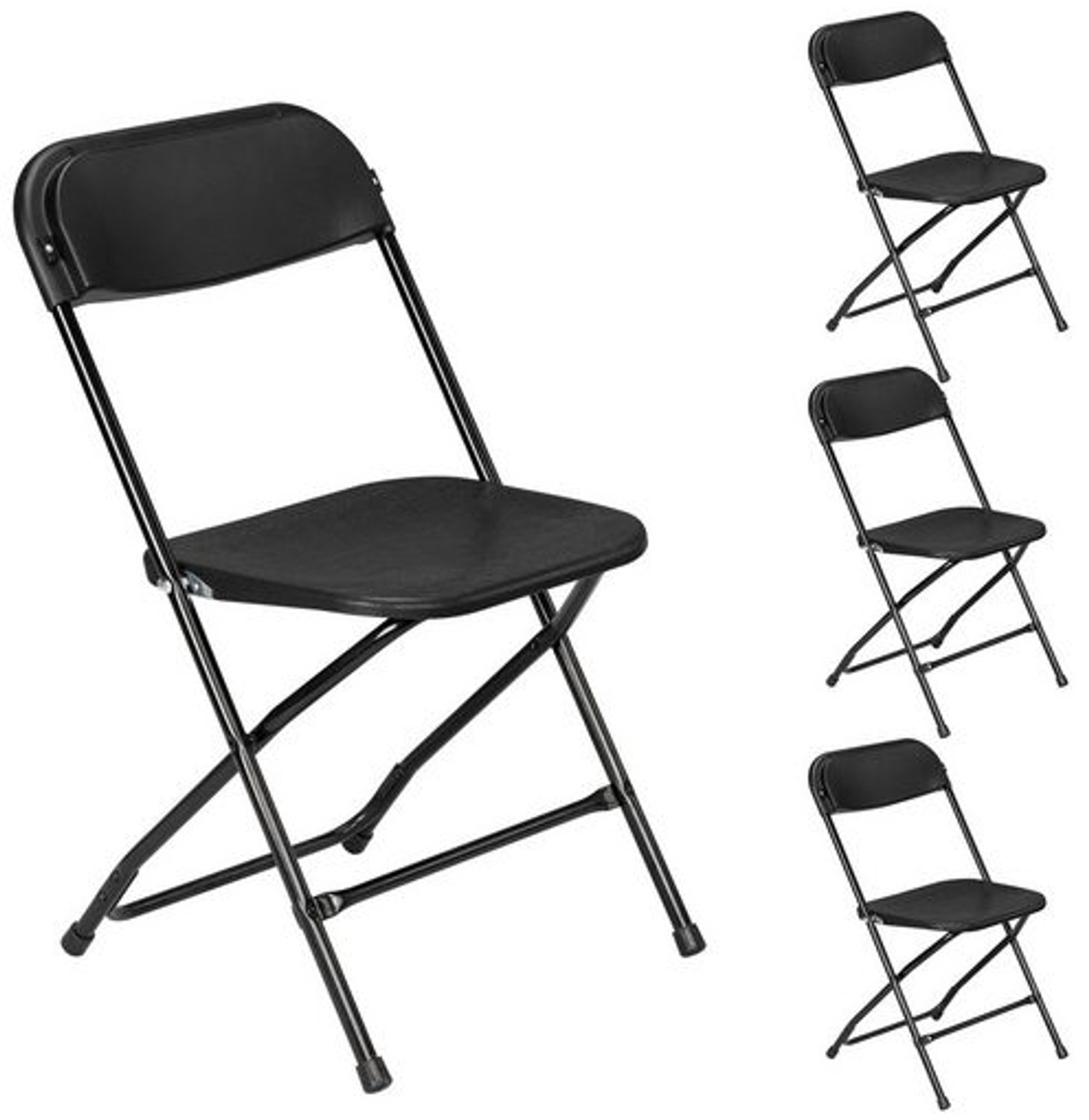 LEADZM 4 Klapstoelen Zwart - Opvouwbare stoelen 45x44x80 cm – Comfortabel & Lichtgewicht – 125 kg Draagkracht – Opvouwbare Stoelen voor Binnen & Buiten – Ruimtebesparend & Onderhoudsvriendelijk Zwart 4 Klapstoelen