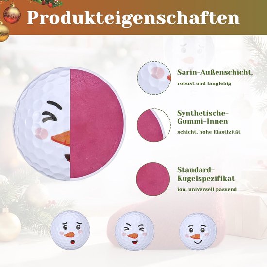 Kerst Golfballen Set van 3 met Sneeuwman Motief voor Golfliefhebbers en Golfers — afbeelding 2