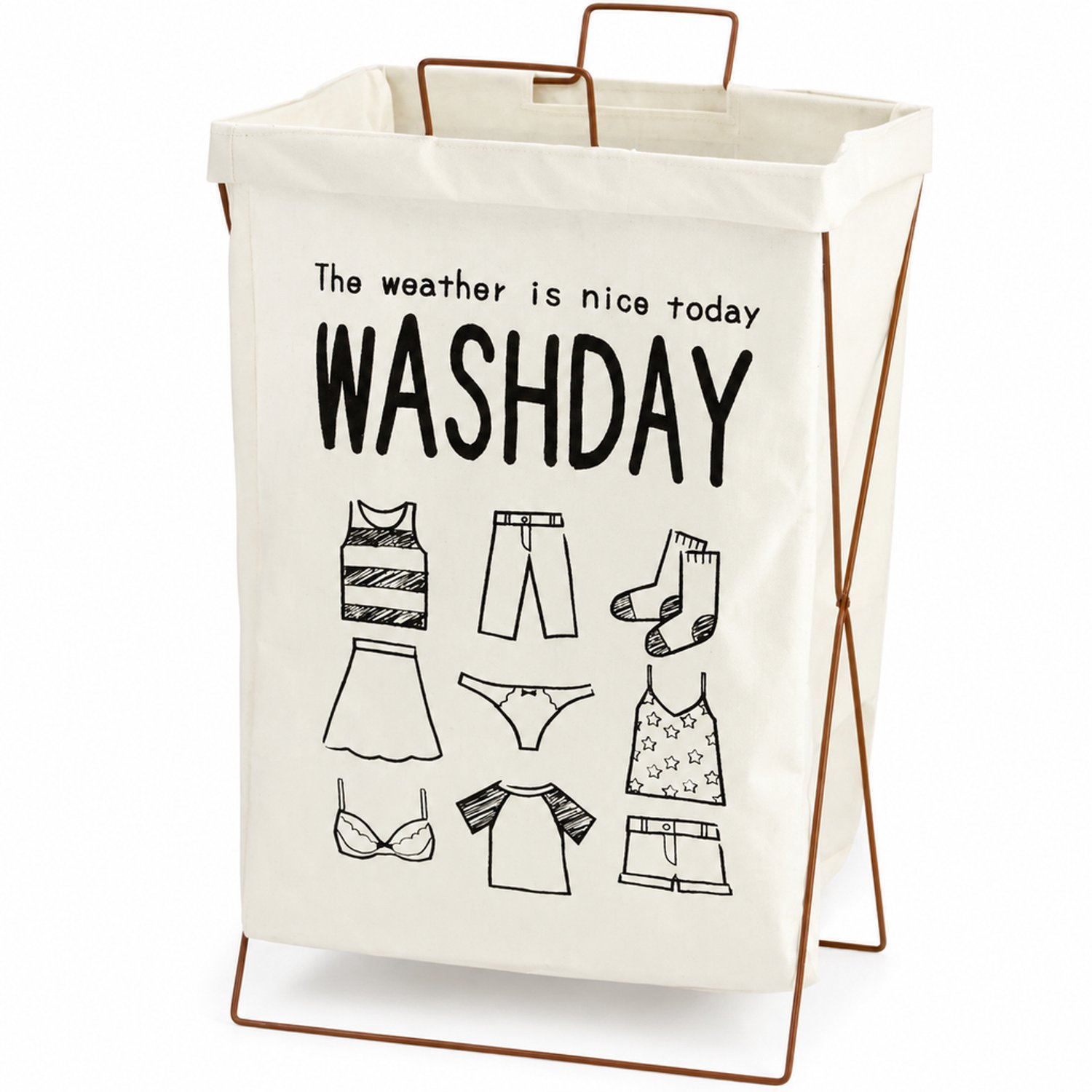 Witte opvouwbare wasmand met stalen frame - Waterdichte stoffen wasmand met metalen handgrepen, zonder deksel