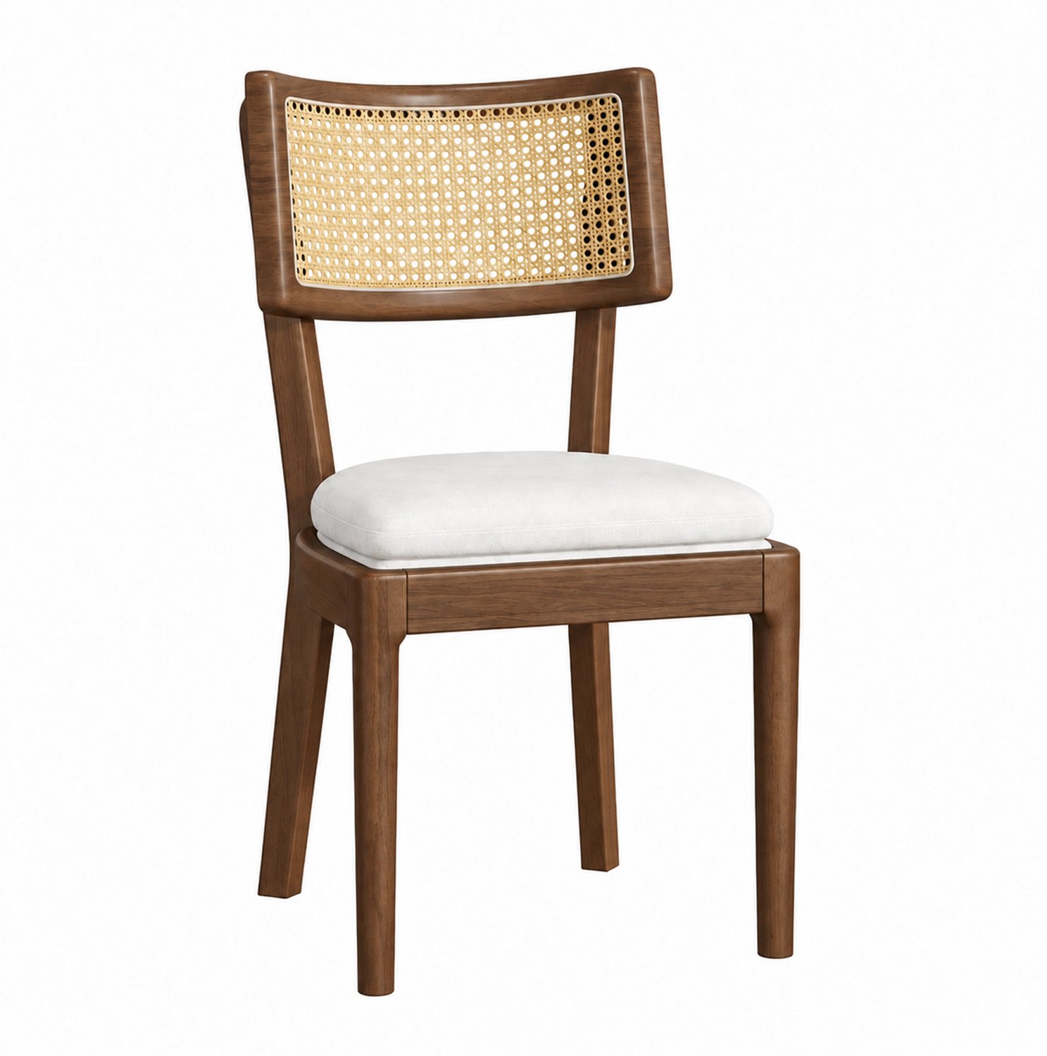 MODENUIT Eetkamerstoelen 50 x 58 x 88 cm - Set van 6 - Rotan Rugleuning - Eetkamer - Hout - Walnootkleur Walnootkleurig en beige
