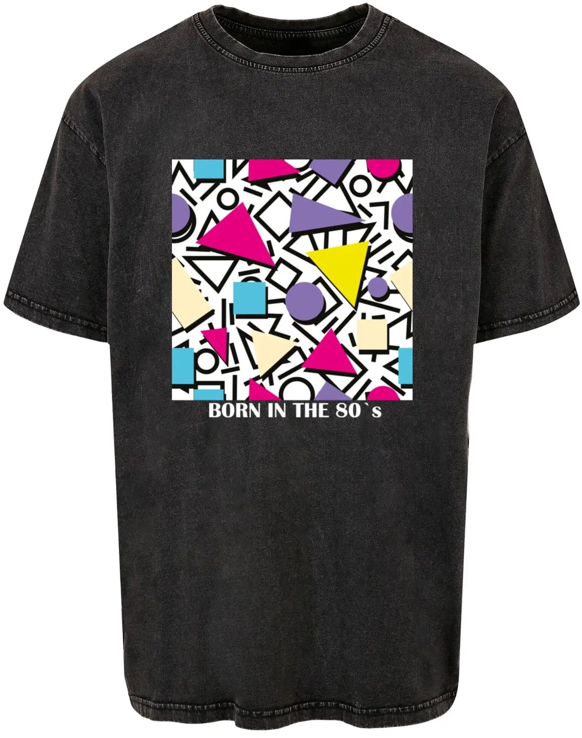 T-shirt Mister Tee Geometric Retro Acid Washed Zwart