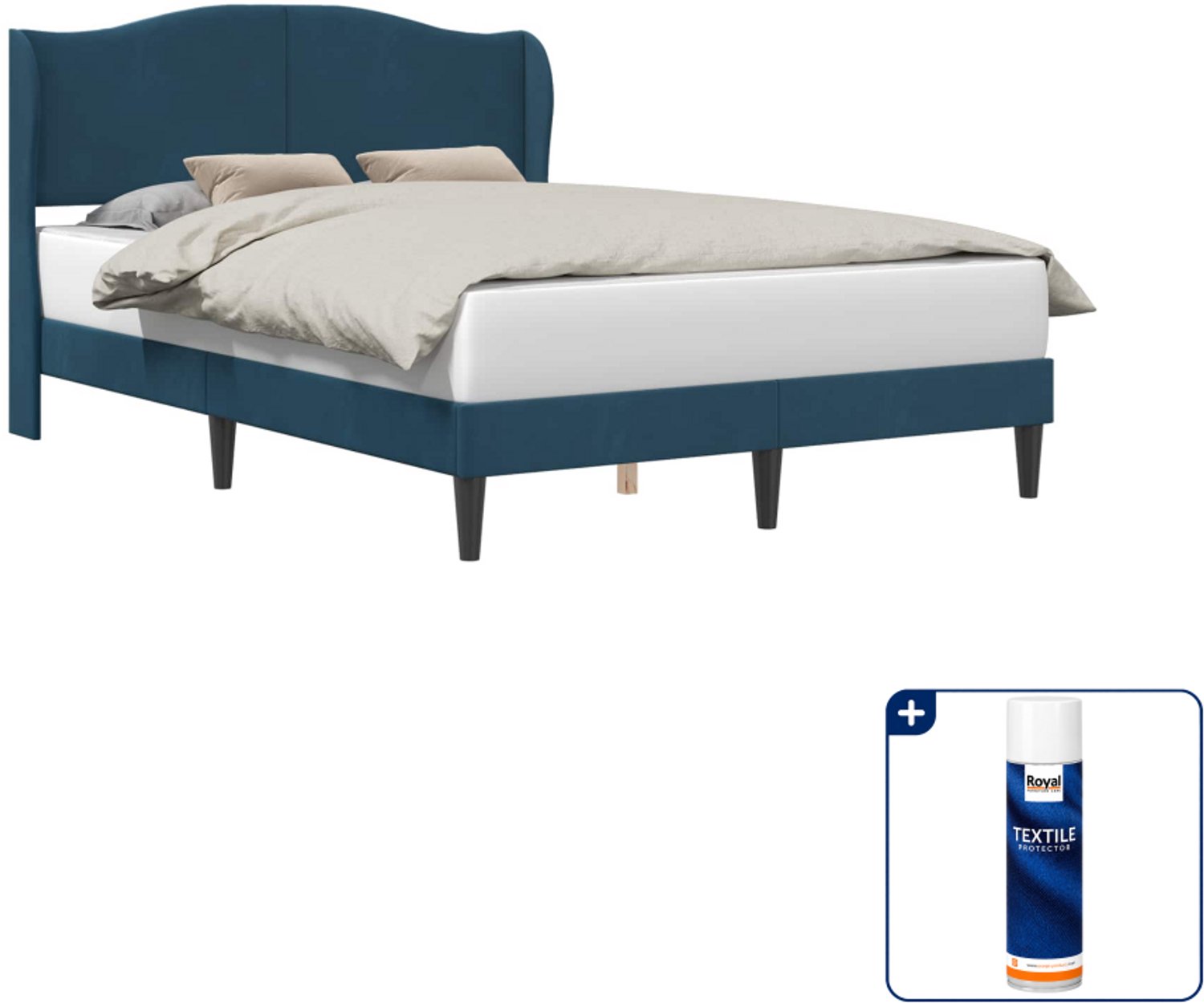 vidaXL Bedframe - 120 x 200 cm - fluweel - blauw - Inclusief textielbeschermer 500 ml