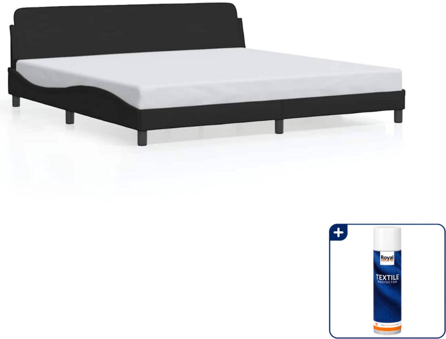 vidaXL Bedframe Dover - 200 x 200 cm - stof - zwart - Inclusief textielbeschermer 500 ml
