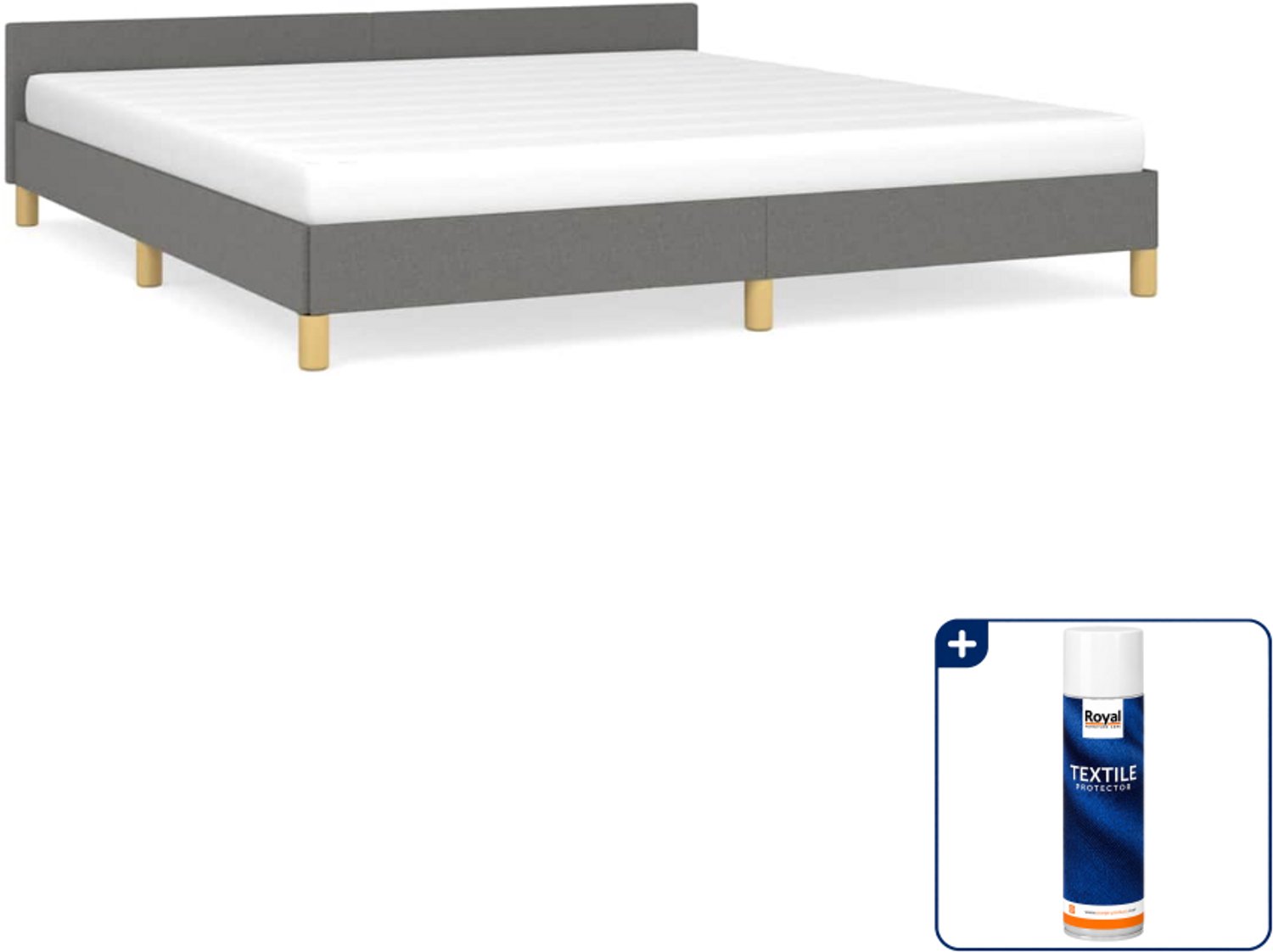 vidaXL Queensize bedframe - 160 x 200 cm - donkergrijs - Inclusief textielbeschermer 500 ml