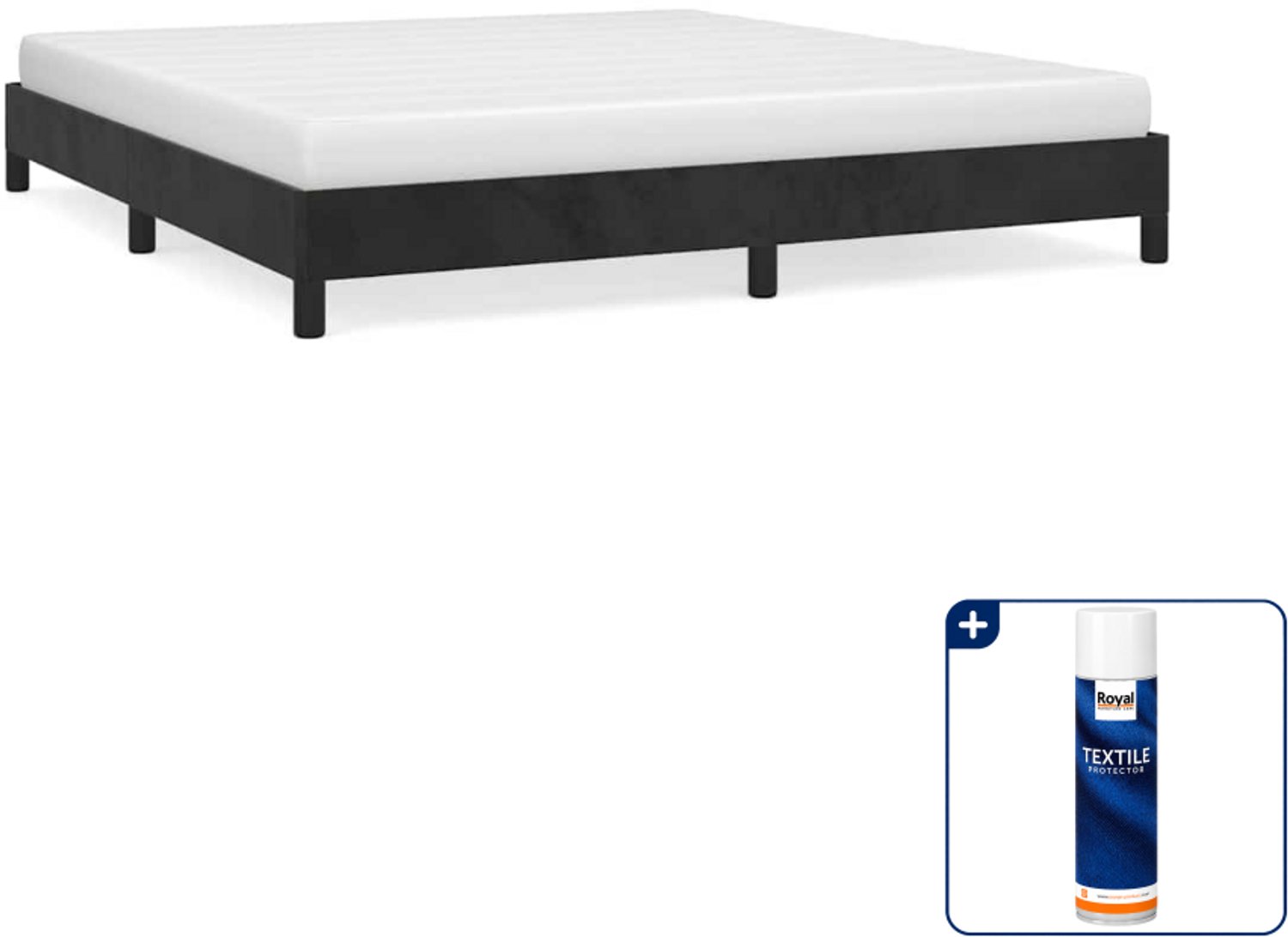 vidaXL bedframe Kingsize - 180 x 200 cm - fluweel - zwart - Inclusief textielbeschermer 500 ml