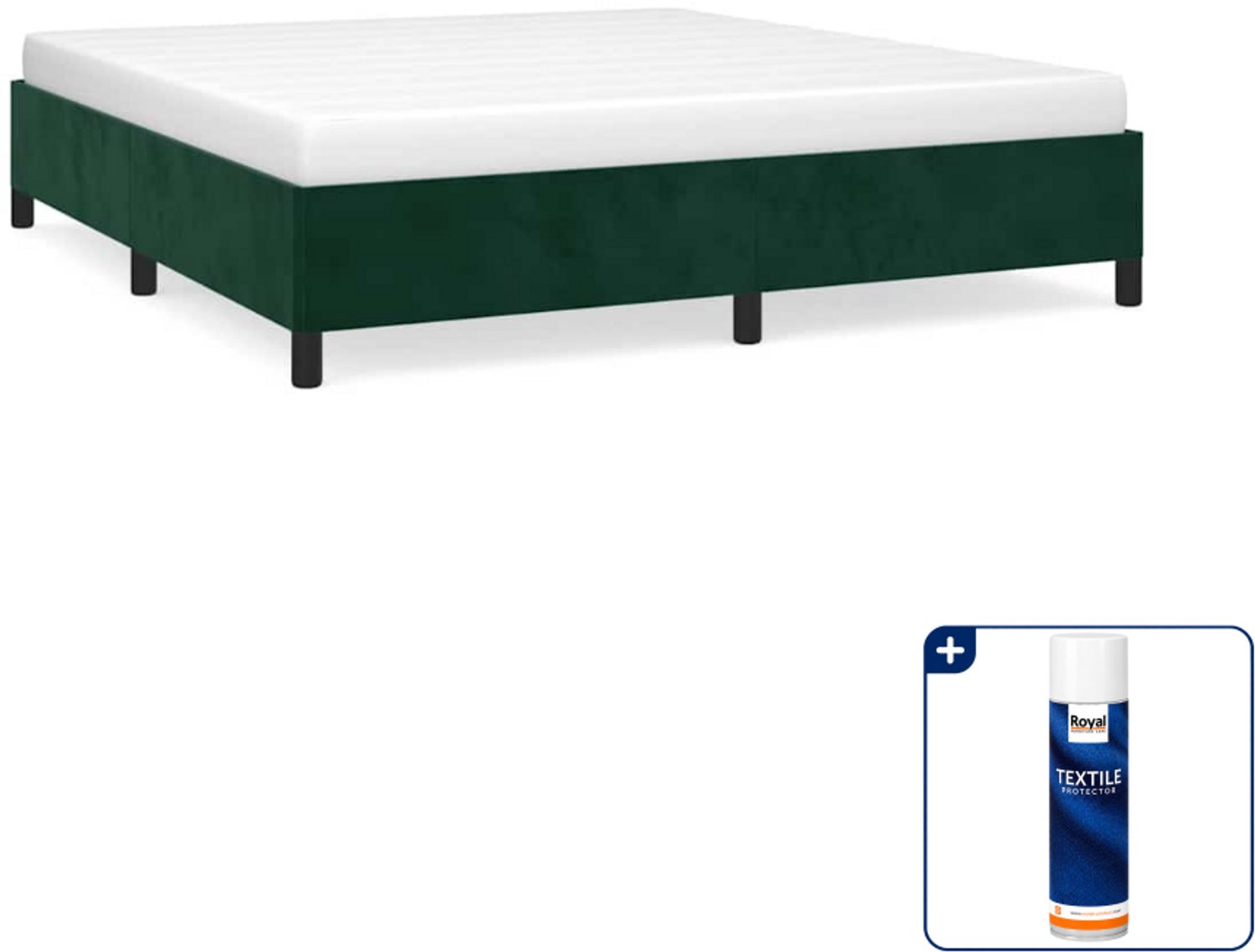vidaXL bedframe Kingsize - 180 x 200 cm - fluweel - donkergroen - Inclusief textielbeschermer 500 ml