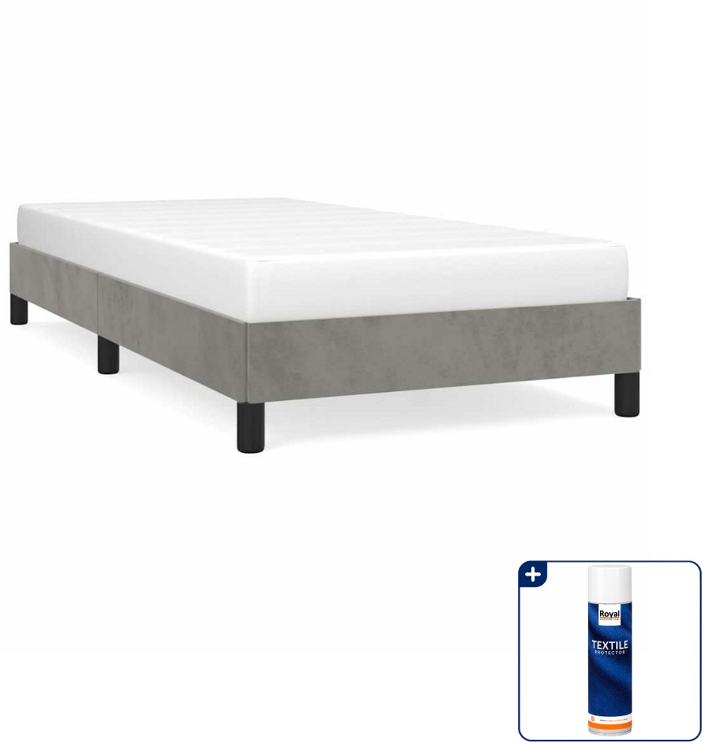 vidaXL Bedframe - 80 x 200 cm - fluweel - lichtgrijs - Inclusief textielbeschermer 500 ml