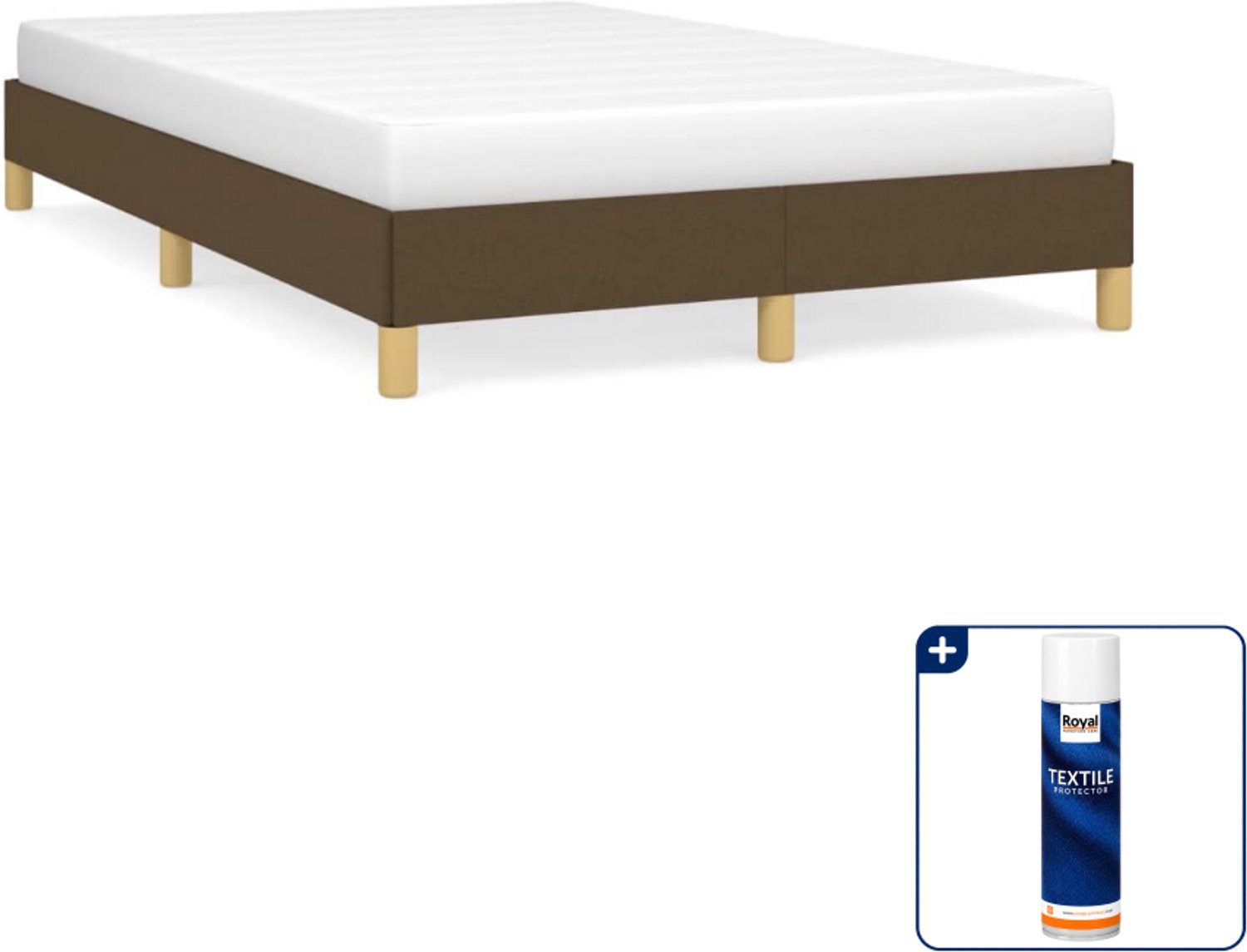 vidaXL bedframe - 120 x 190 cm - stof - donkerbruin - Inclusief textielbeschermer 500 ml