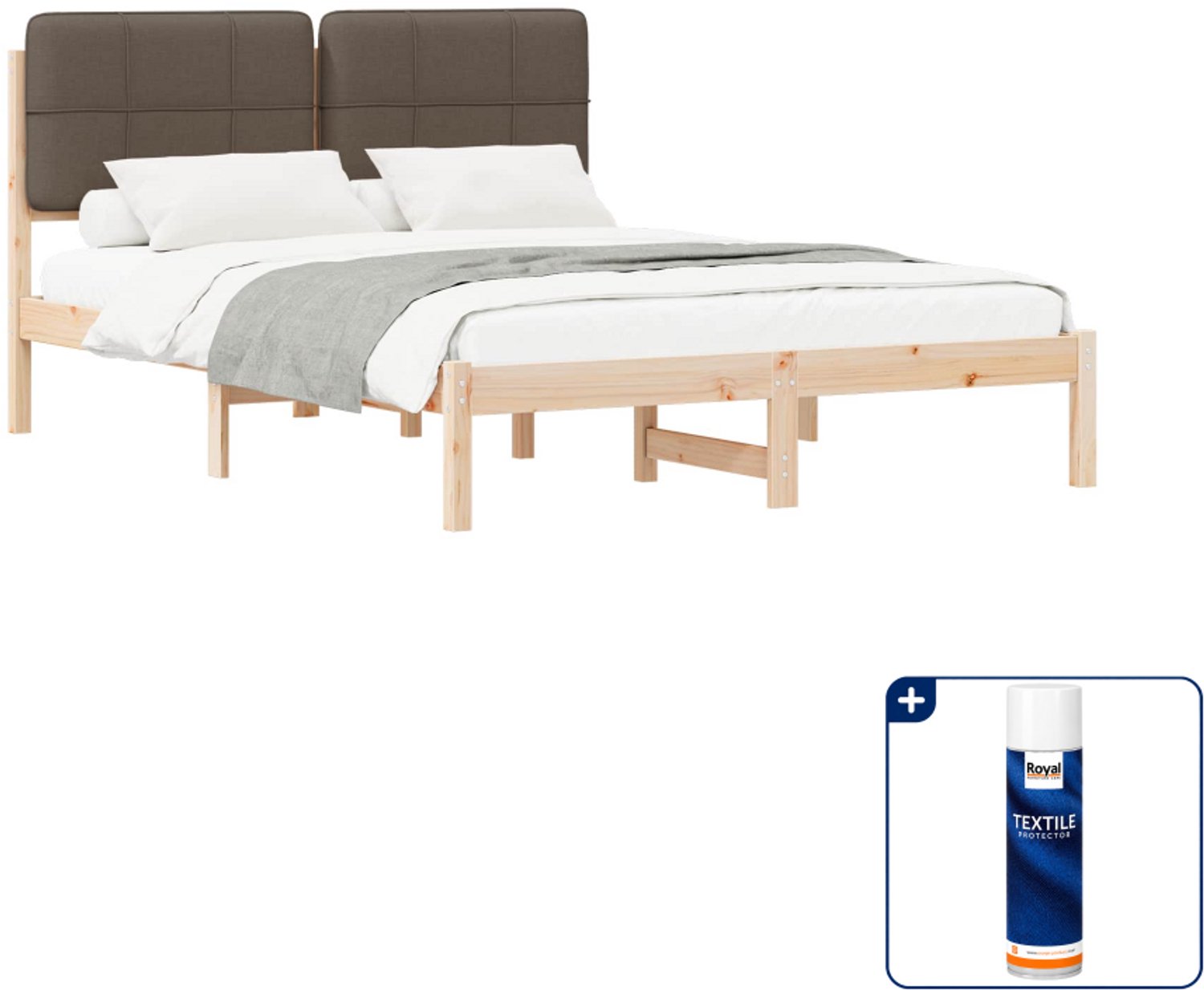 vidaXL bedframe - 140 x 190 cm - taupe - Inclusief textielbeschermer 500 ml