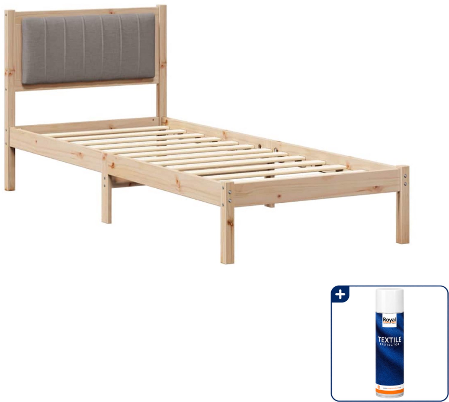 vidaXL bedframe - 80 x 200 cm - taupe - Inclusief textielbeschermer 500 ml Bruin