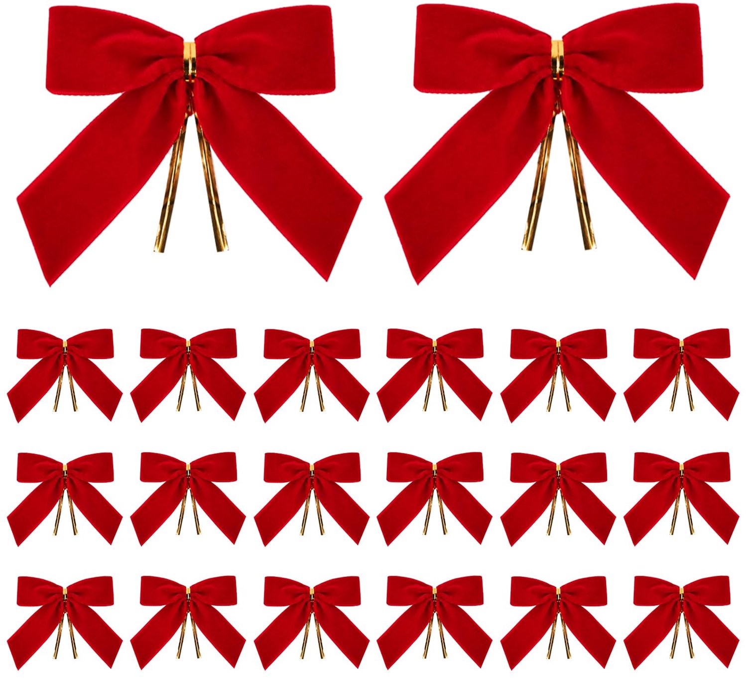 Fluwelen strikken - 24 stuks - 9 x 9 cm - Rood