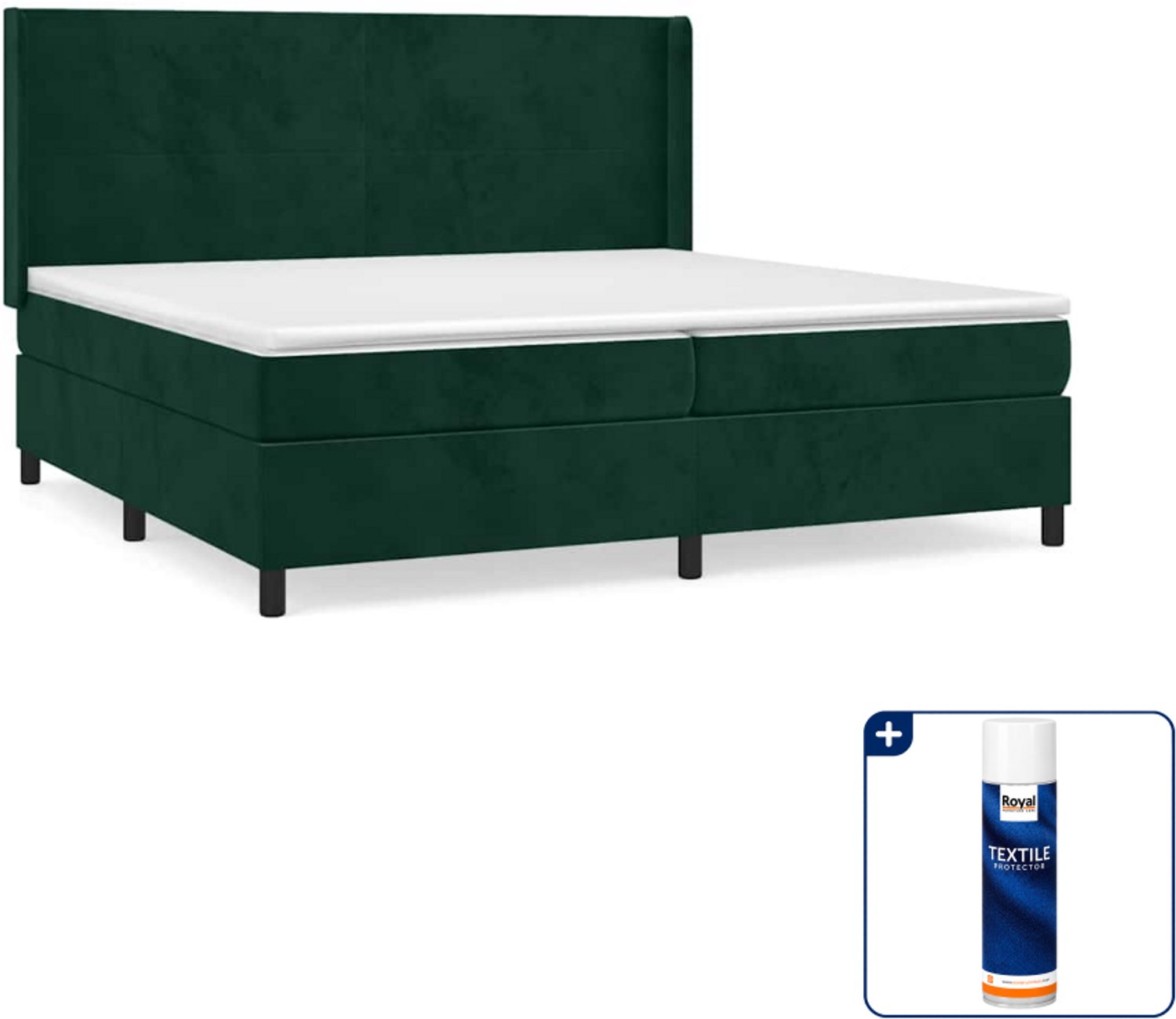 vidaXL boxspring - 200 x 200 cm - fluweel - donkergroen - Inclusief textielbeschermer 500 ml