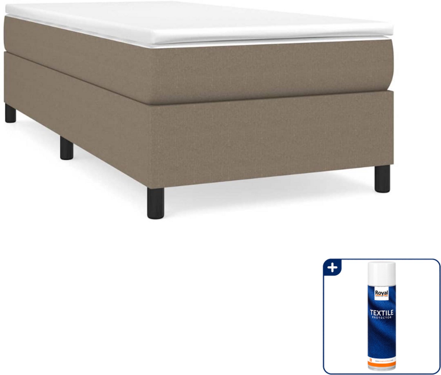 vidaXL boxspring met matras 90 x 190 cm - taupe - Inclusief textielbeschermer 500 ml