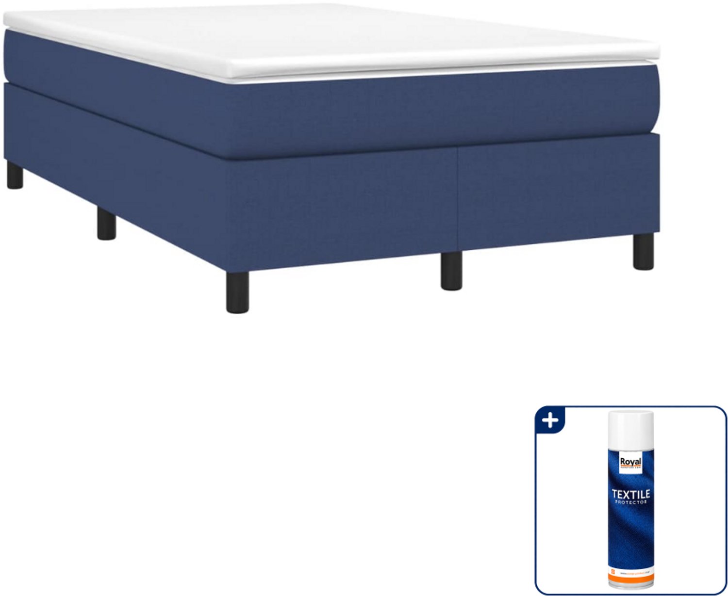 vidaXL boxspring met matras 120 x 190 cm - stof - blauw - Inclusief textielbeschermer 500 ml