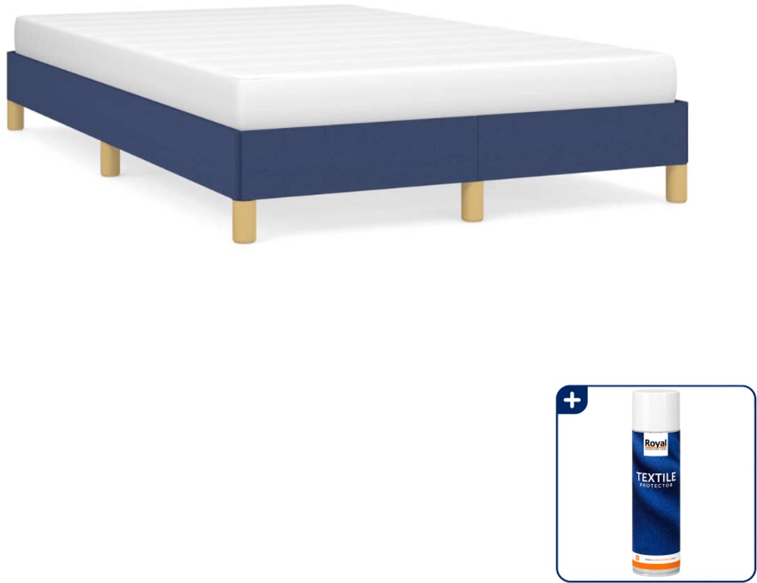 vidaXL bedframe - 120 x 190 cm - stof - blauw - Inclusief textielbeschermer 500 ml