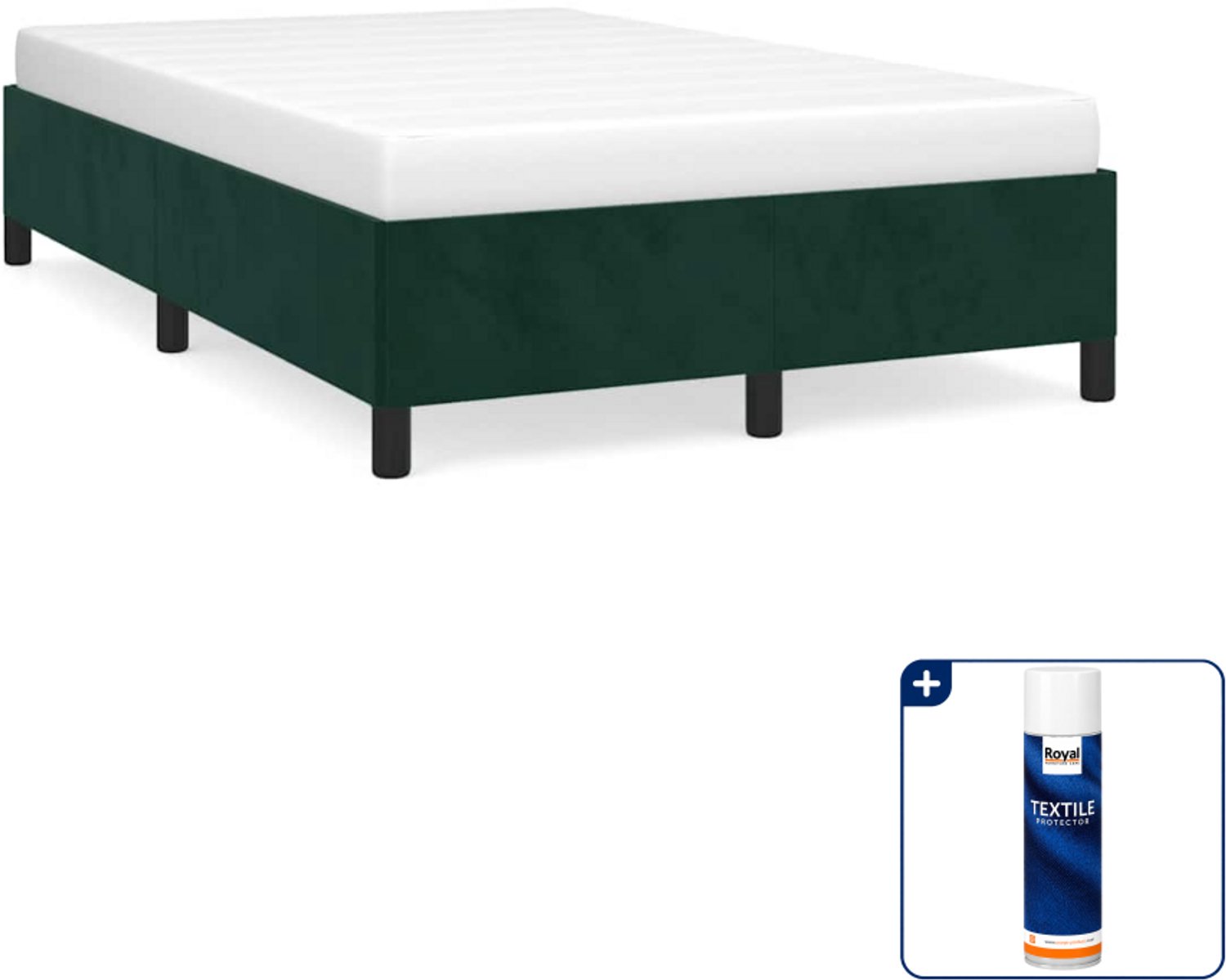 vidaXL bedframe - 120 x 190 cm - fluweel - donkergroen - Inclusief textielbeschermer 500 ml
