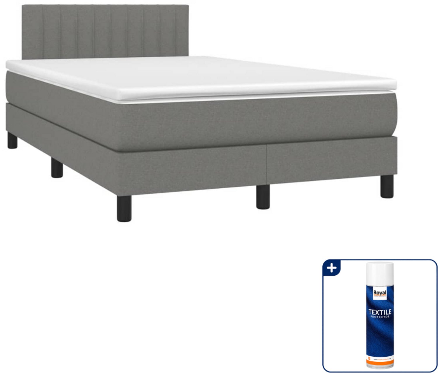vidaXL Boxspring met matras - 120 x 190 cm - donkergrijs - Inclusief textielbeschermer 500 ml