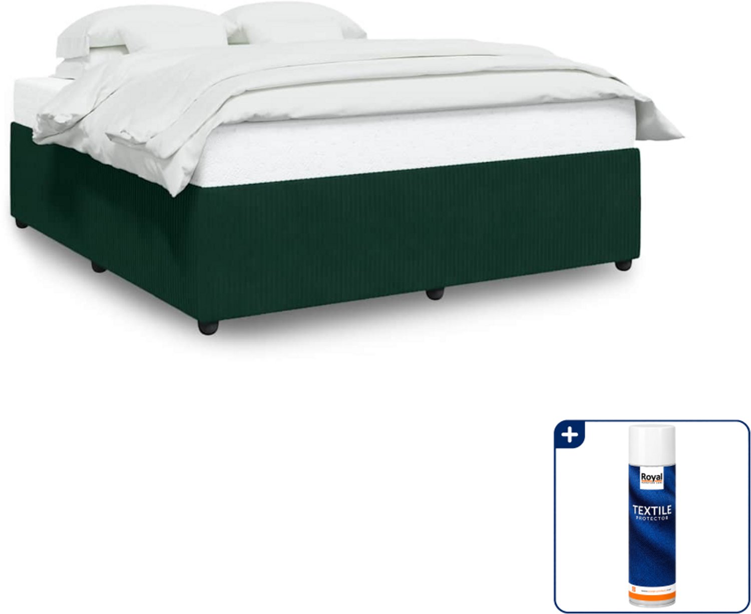 vidaXL Bedframe - Kingsize - 180 x 200 cm - fluweel - donkergroen - Inclusief textielbeschermer 500 ml