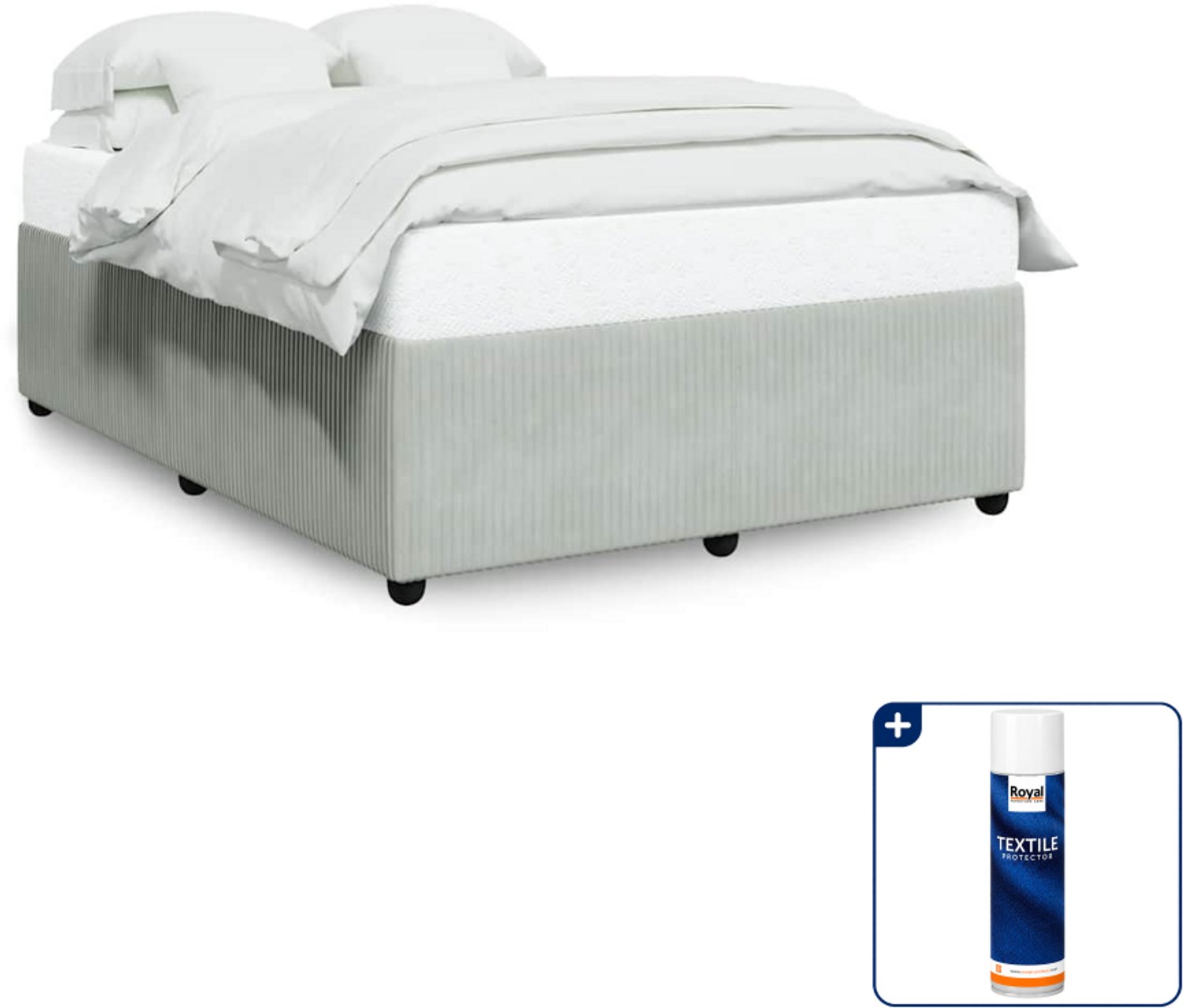 vidaXL Queensize bedframe - 160 x 200 cm - fluweel - lichtgrijs - Inclusief textielbeschermer 500 ml