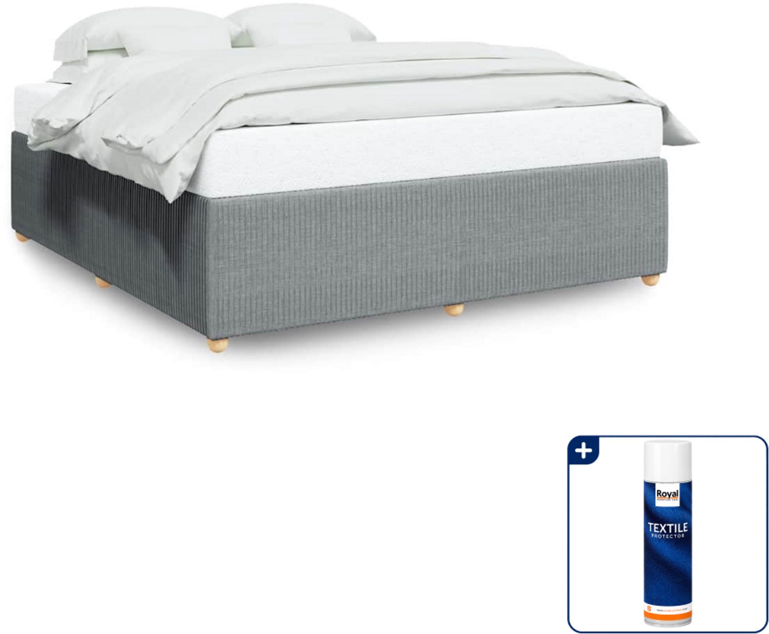 vidaXL Kingsize bedframe 180 x 200 cm - stof - lichtgrijs - Inclusief textielbeschermer 500 ml