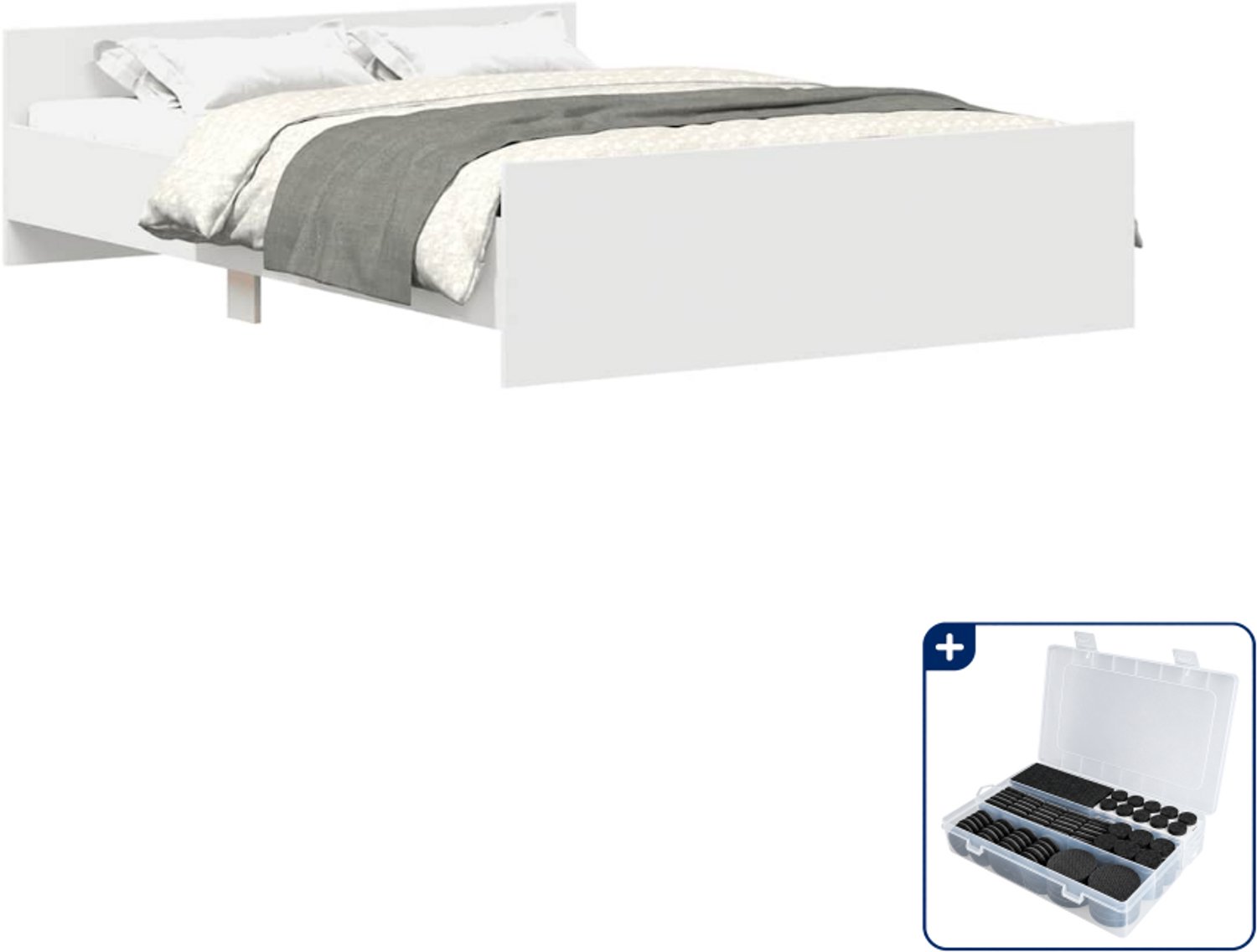 vidaXL bedframe - 120 x 200 cm - wit - Inclusief antikrasvilt 177-delig