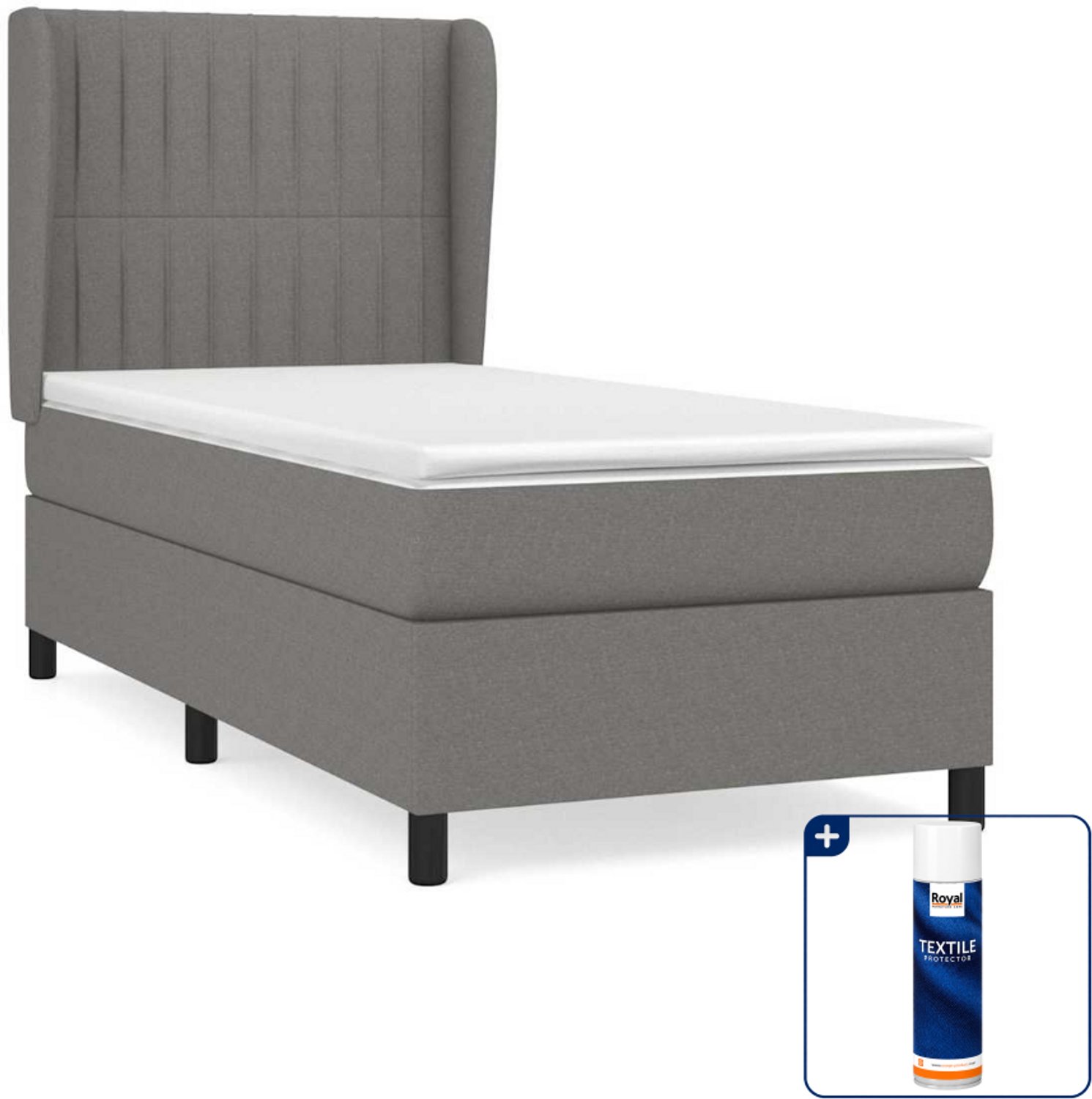 vidaXL boxspring met matras 100 x 200 cm - donkergrijs - Inclusief textielbeschermer 500 ml