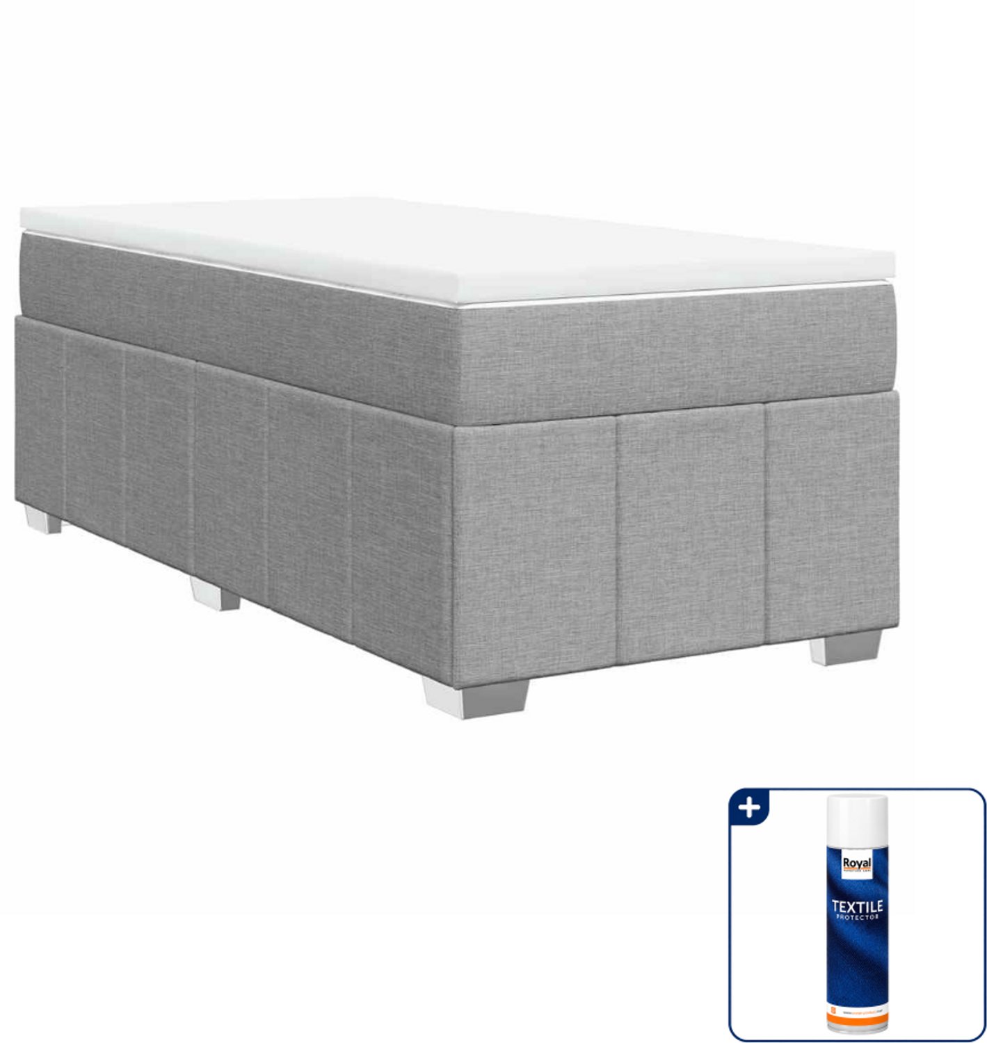 vidaXL boxspring met matras 100 x 200 cm - stof - lichtgrijs - Inclusief textielbeschermer 500 ml
