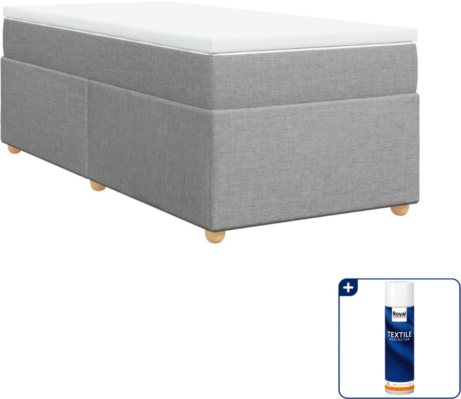 vidaXL boxspring met matras - 90 x 200 cm - lichtgrijs - Inclusief textielbeschermer 500 ml