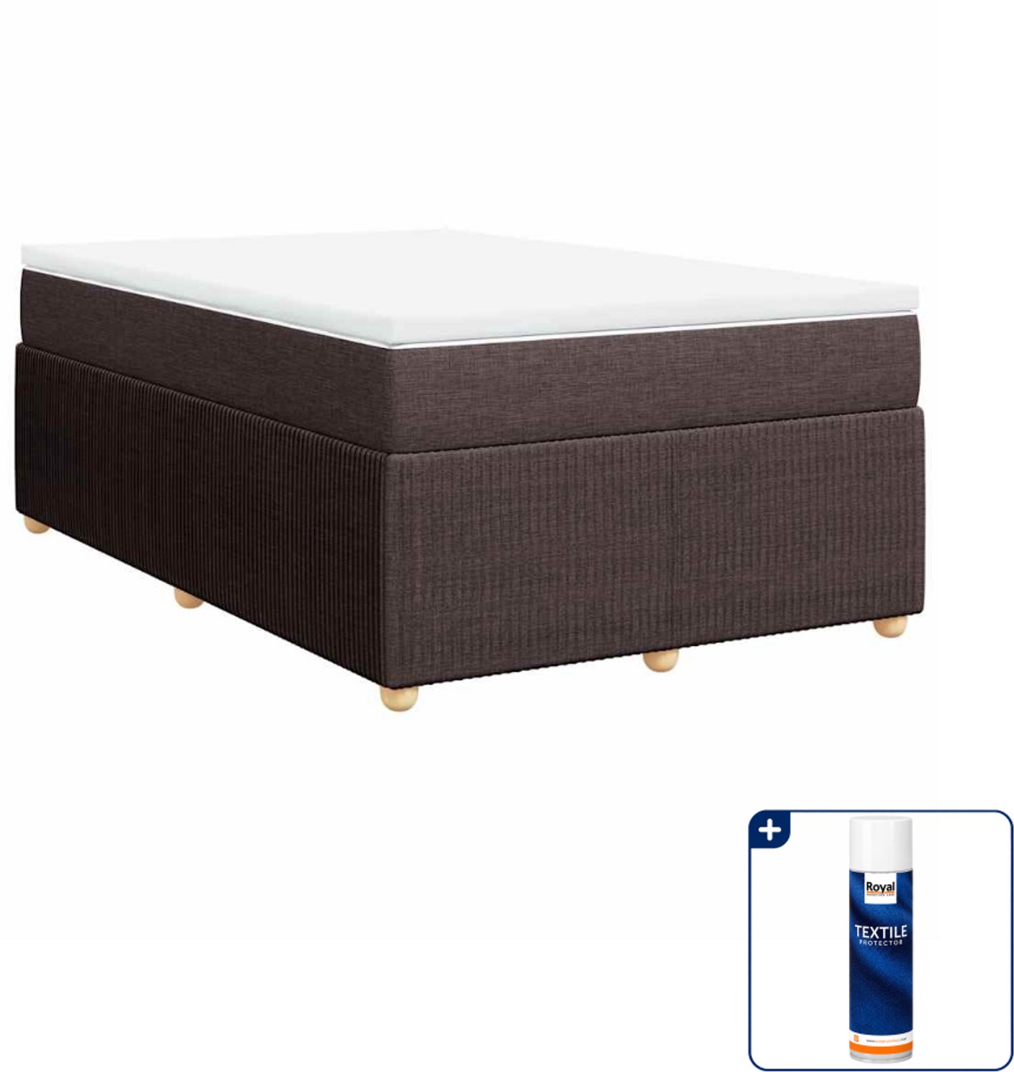 vidaXL boxspring met matras 120 x 200 cm - donkerbruin - Inclusief textielbeschermer 500 ml