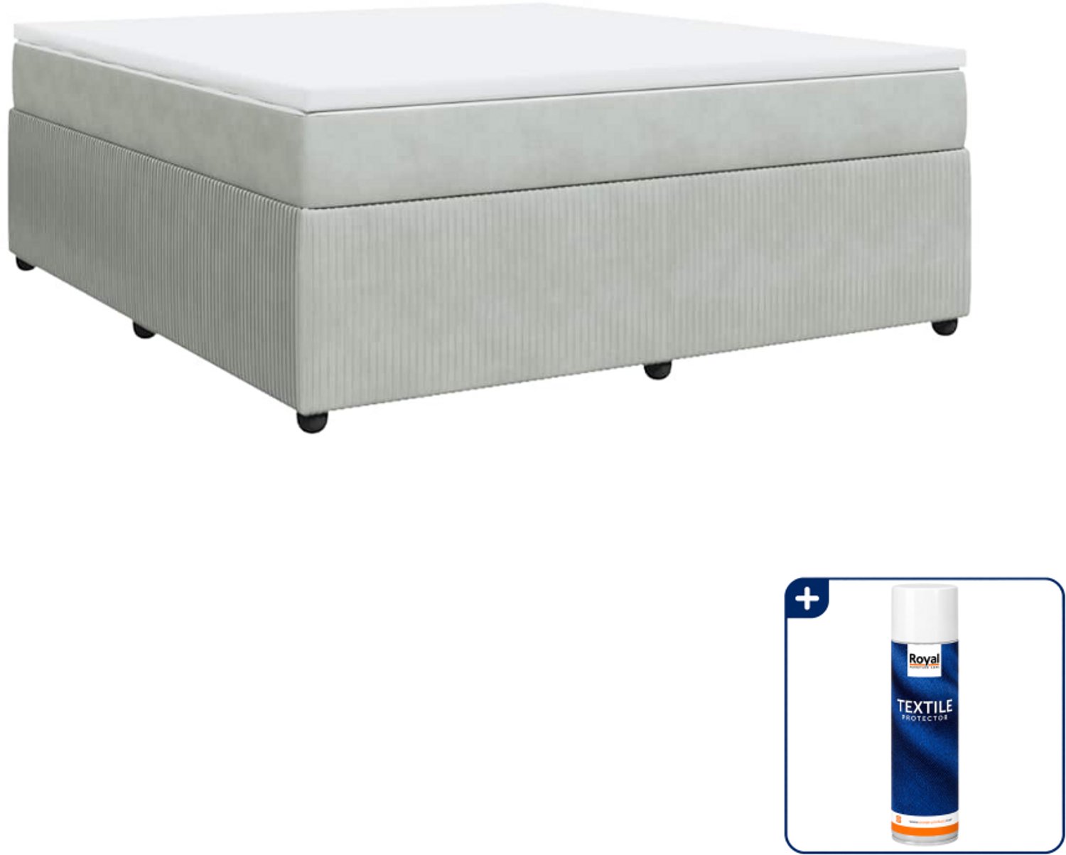 vidaXL boxspring Kingsize - 180 x 200 cm - fluweel - lichtgrijs - Inclusief textielbeschermer 500 ml