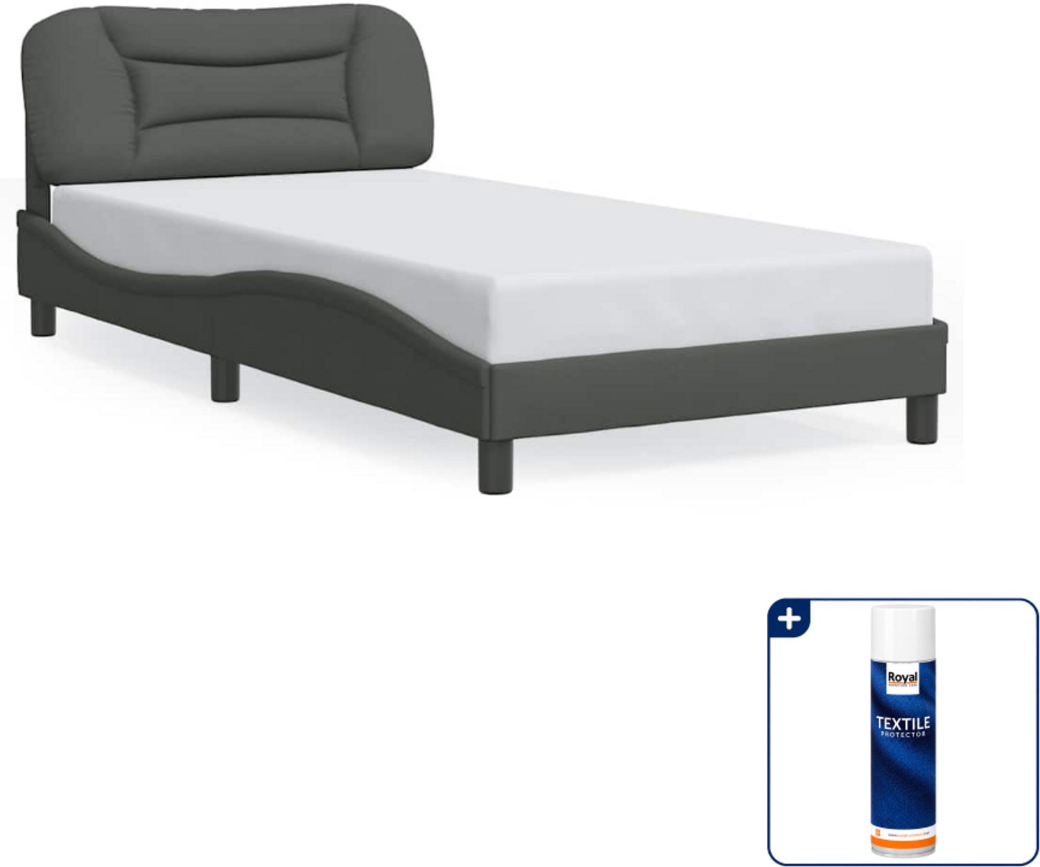 vidaXL bedframe Hvar - 100 x 200 cm - stof - donkergrijs - Inclusief textielbeschermer 500 ml Zwart