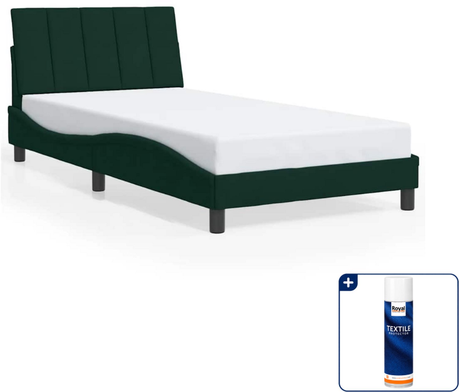 vidaXL bedframe Hanko - 100 x 200 cm - fluweel - donkergroen - Inclusief textielbeschermer 500 ml