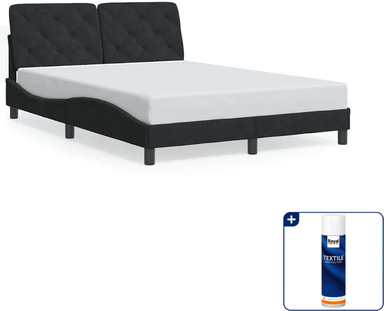 vidaXL Bedframe - 120 x 200 cm - fluweel - zwart - Inclusief textielbeschermer 500 ml Bruin