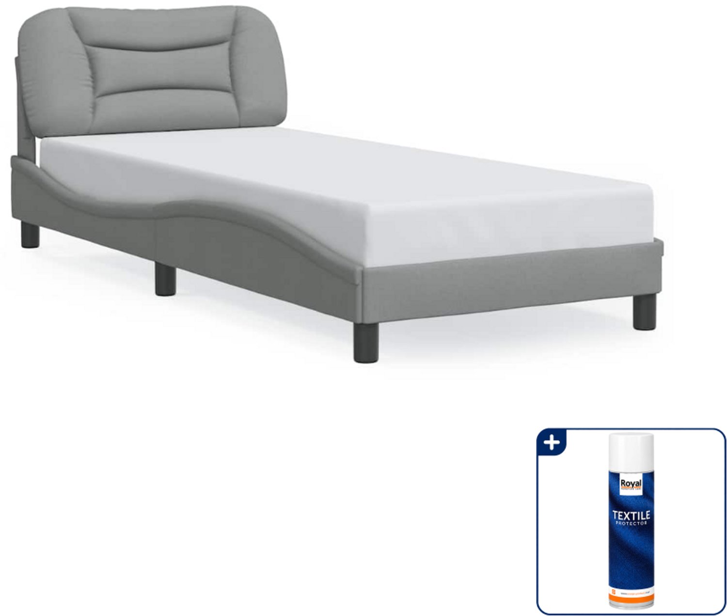 vidaXL bedframe Hvar - 80 x 200 cm - stof - lichtgrijs - Inclusief textielbeschermer 500 ml