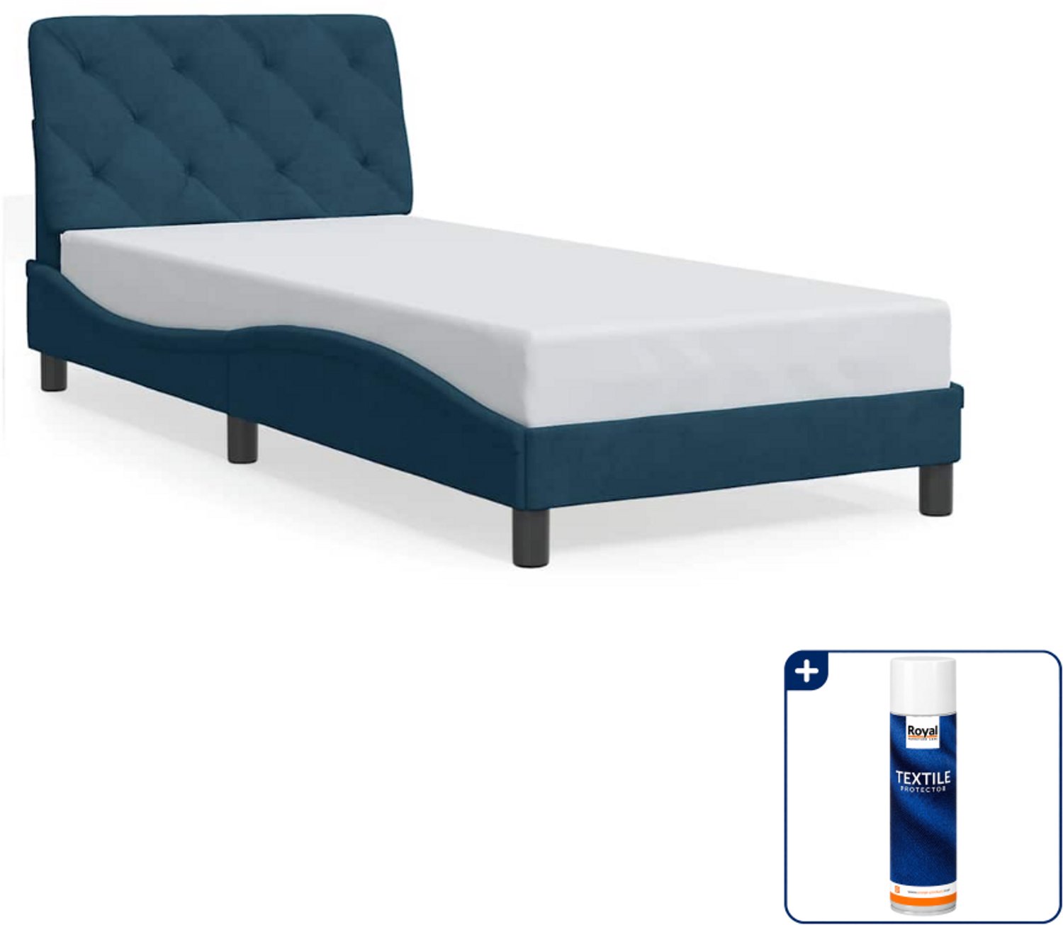 vidaXL Bedframe - 90 x 200 cm - fluweel - blauw - Inclusief textielbeschermer 500 ml