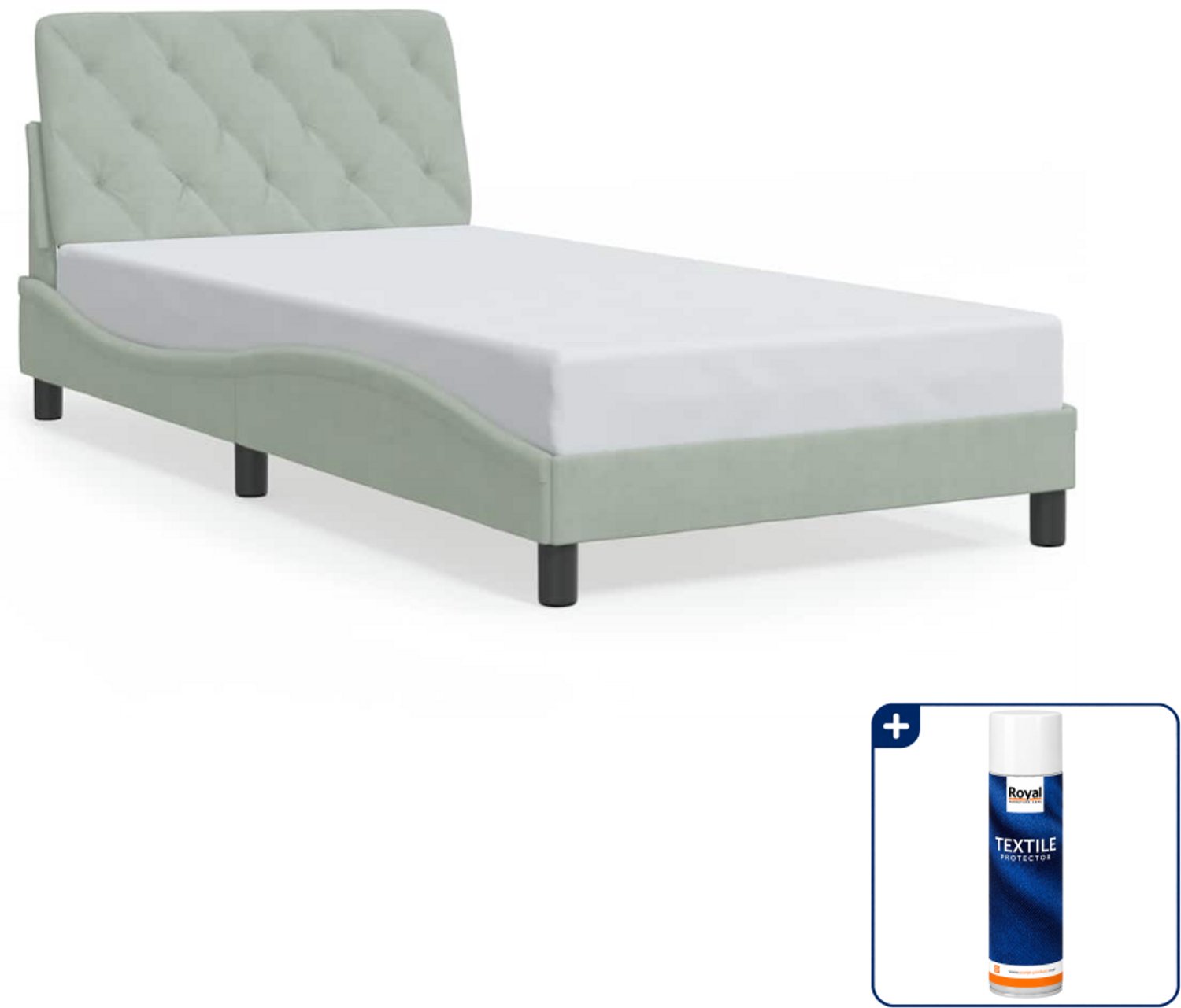 vidaXL Bedframe - 100 x 200 cm - fluweel - lichtgrijs - Inclusief textielbeschermer 500 ml