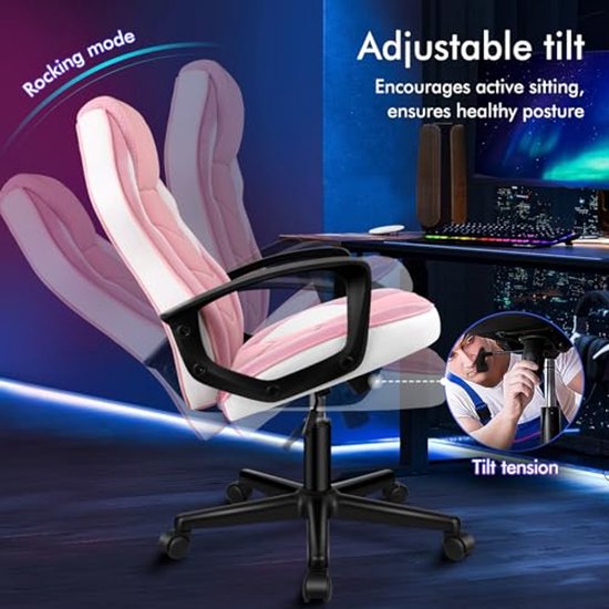 Ergonomische Gaming Bureaustoel met Lendensteun en Verstelbare Hoogte — afbeelding 4