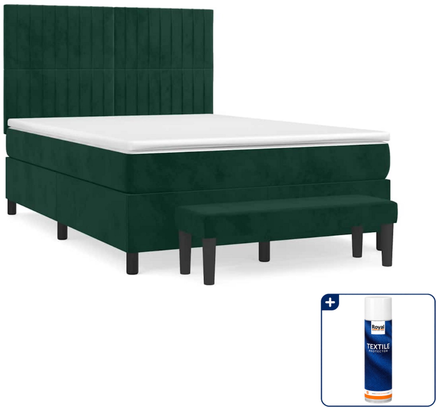 vidaXL Boxspring - Small double - 140 x 200 cm - donkergroen - Inclusief textielbeschermer 500 ml