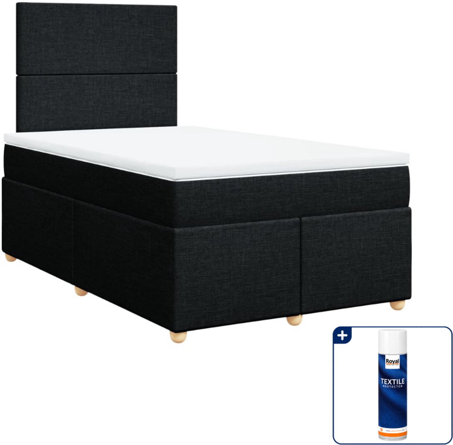 vidaXL boxspring met matras - 120 x 190 cm - zwart - Inclusief textielbeschermer 500 ml