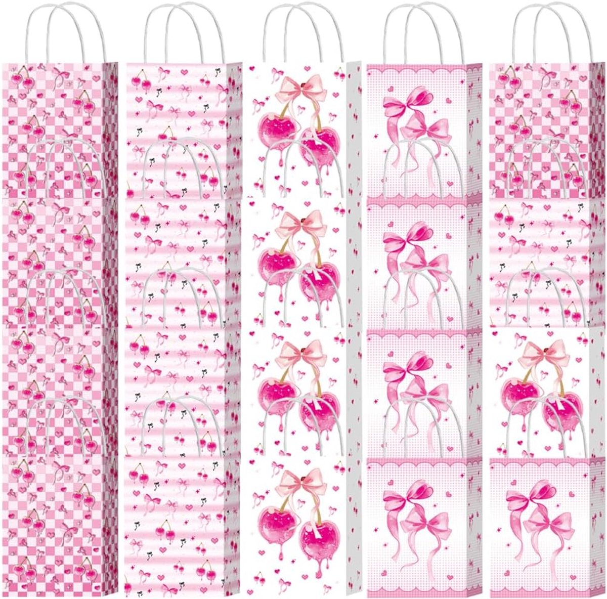 Feestzakjes met kersenthema, kersenstrik geschenkzakken, feestzakjes met fruitthema, voor - ShopVlot