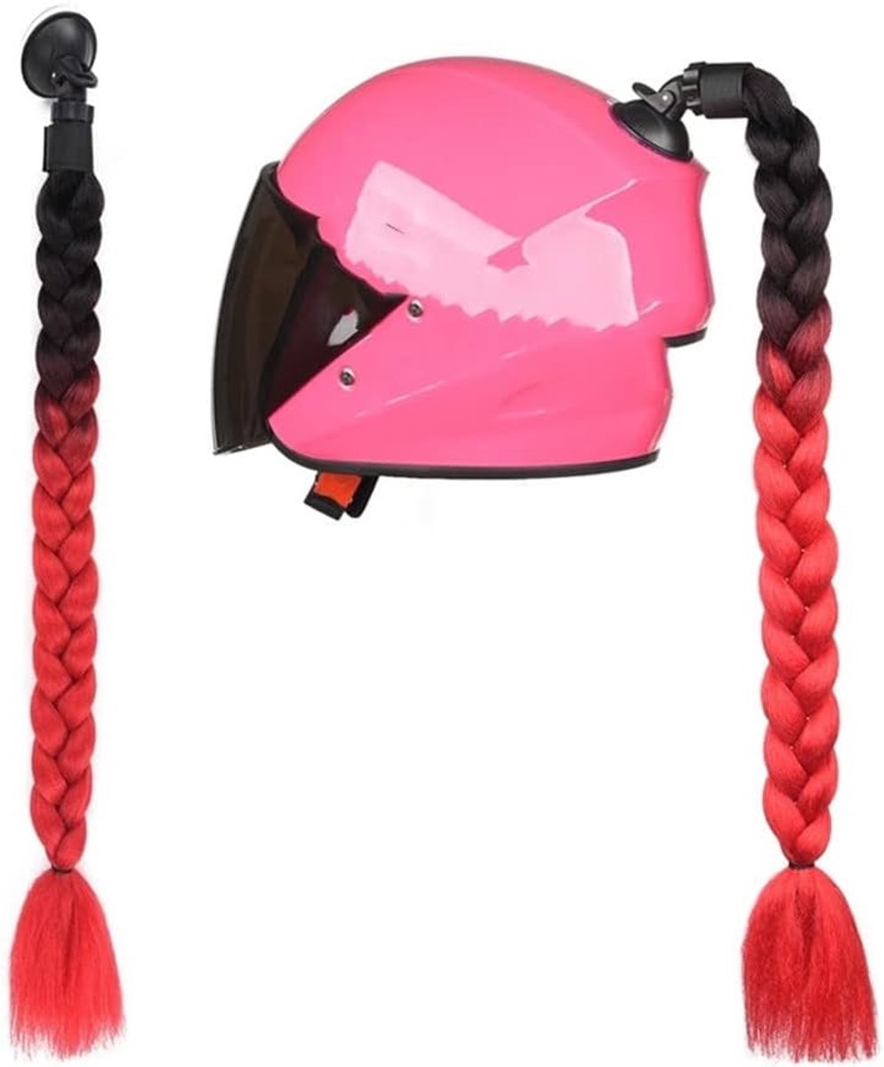 Motorhelm met afneembare paardestaart - handgeweven dreadlocks - punk stijl - opvallend ontwerp voor motorfiets - ShopVlot