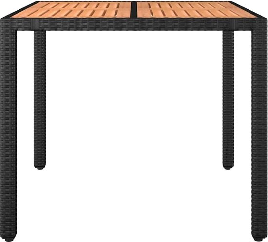 Tuintafel met houten plaat, zwart, acaciahout, waterdicht, voor terras en tuin, inclusief montagehandleiding — afbeelding 4