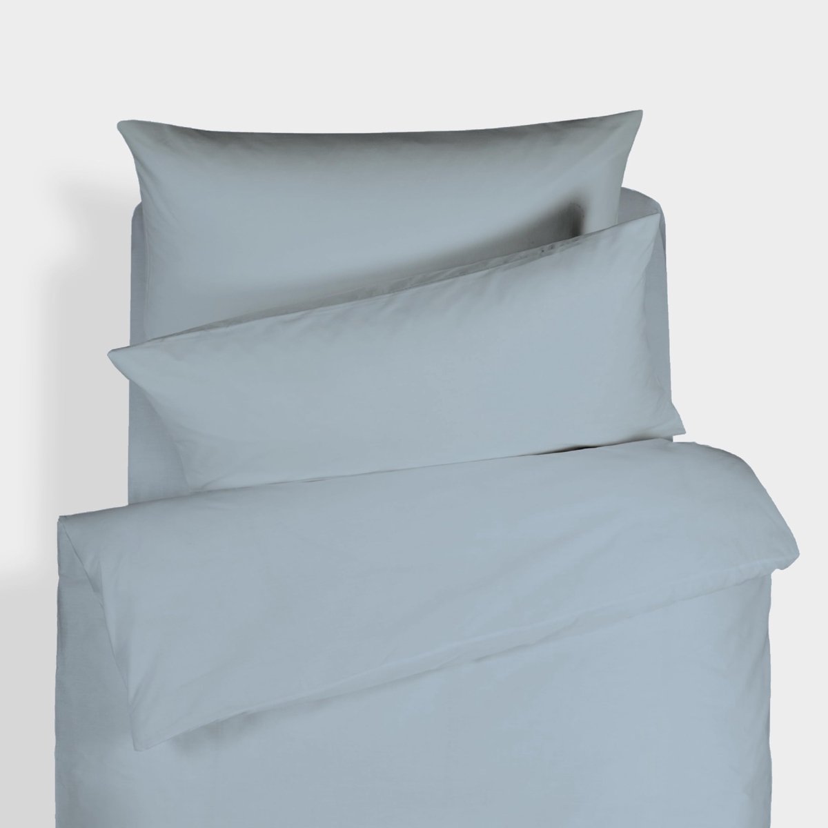 SnelShoppen - Effen Geverfd Katoen Percal Blue Dekbedovertrek Set 200 TC 160 x 220 cm incl. 50 x 80 cm Kussenslopen - Perfect voor Slaapkamer, Modern