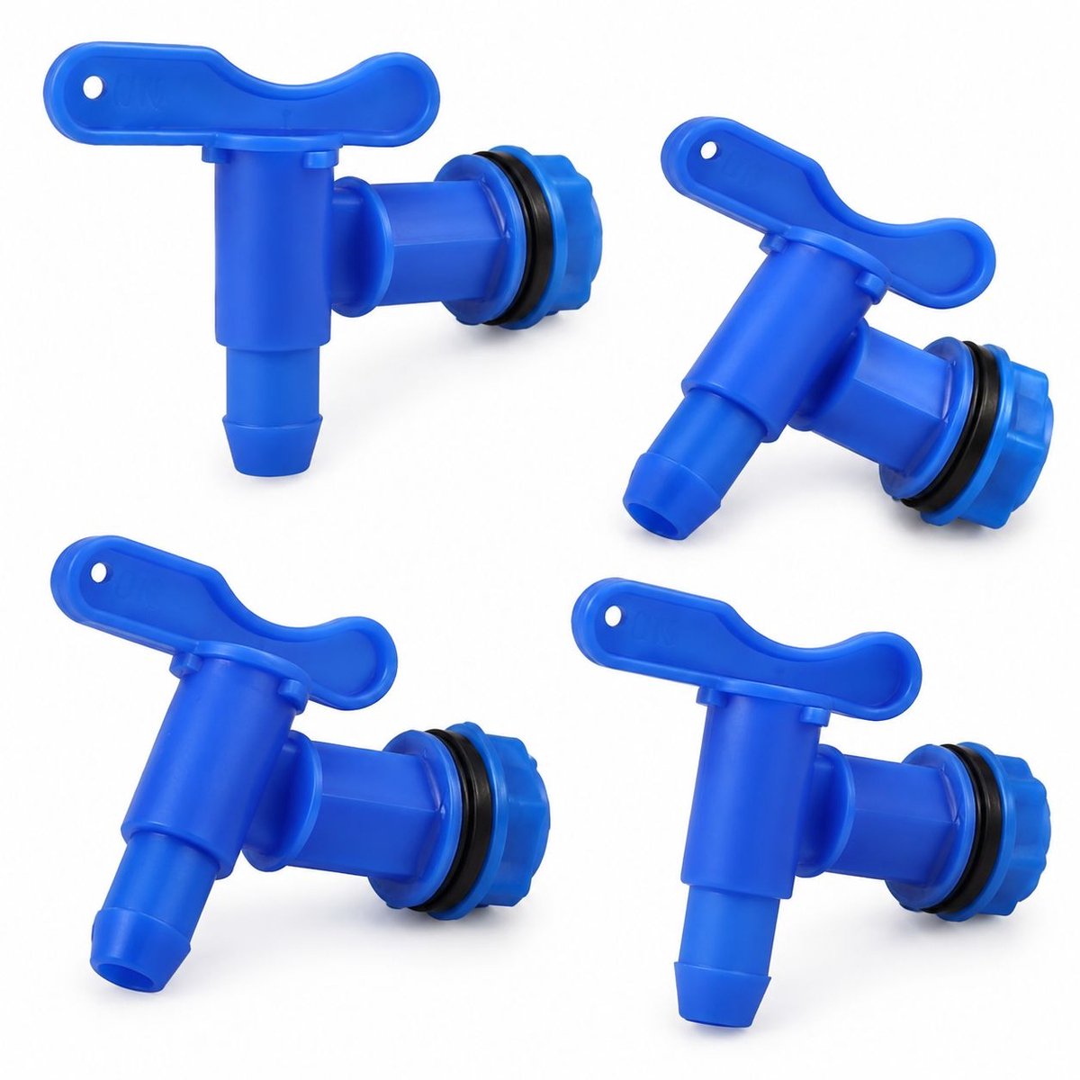 VHV - Regenton kraan - 4 stuks - 25 mm - Blauw - Kunststof regenemmer kraan - Kunststof vervangende klep - Uitloopkraan