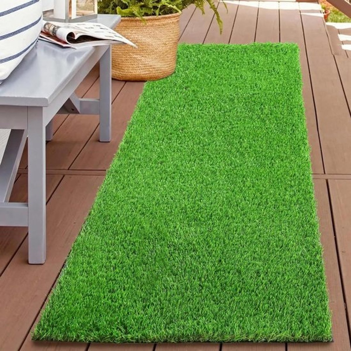 Kunstgrasloper - Tapijt van kunstgras - Voor balkon en terras - Geschikt voor huisdieren - 60x180 cm - Groen
