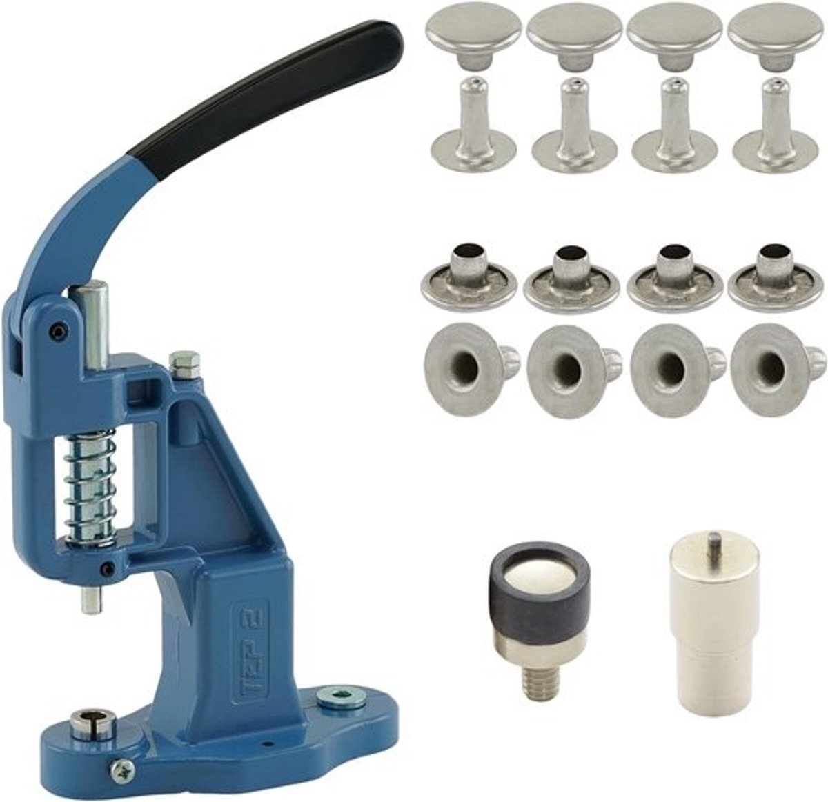 Klinknagelpersset - Oogjesperstang - Voor textiel en leer - Inclusief 100 klinknagels - 7 mm - Zilver